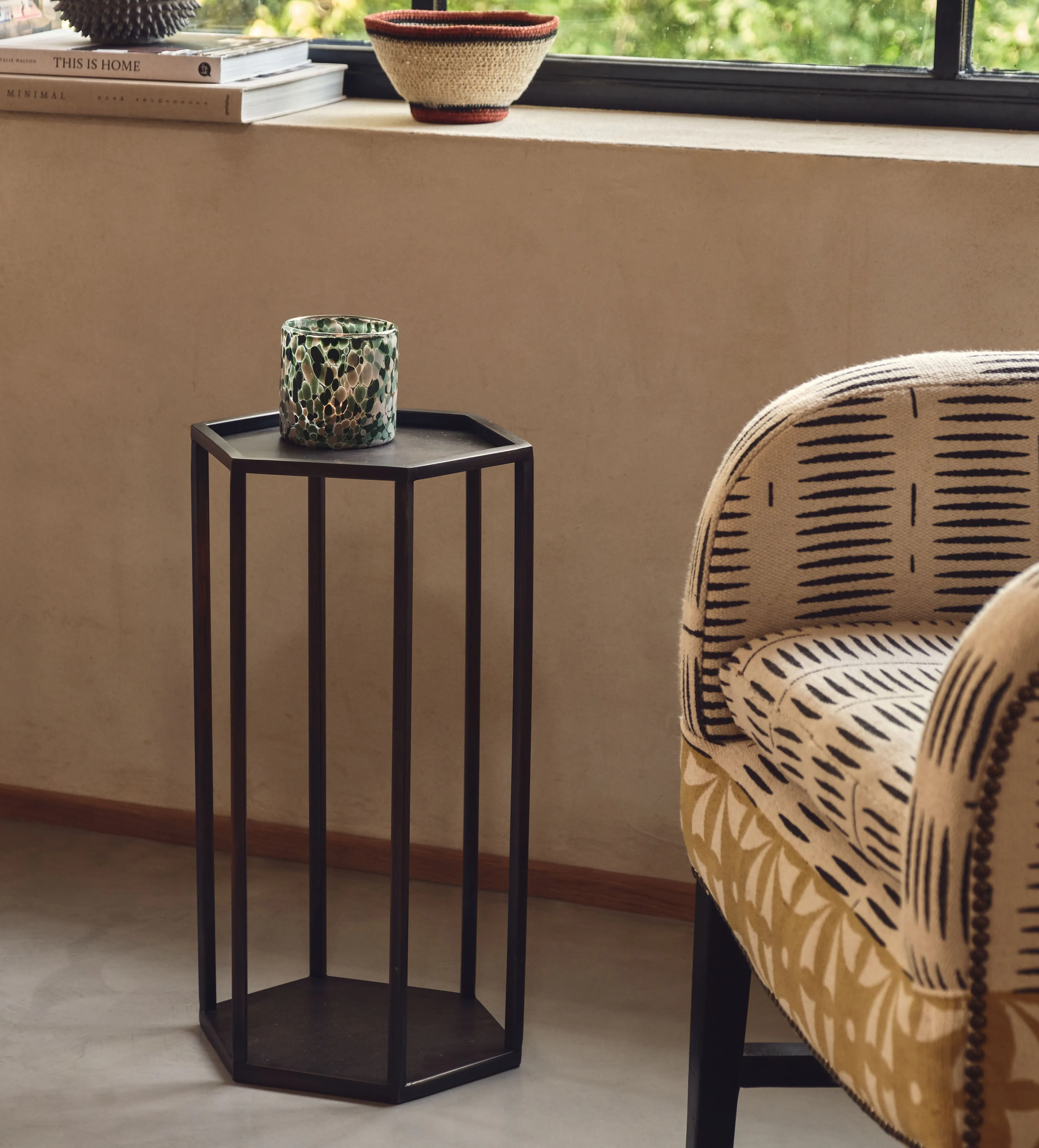 Hexagonal Side Table - Blackened Bronze, Steel