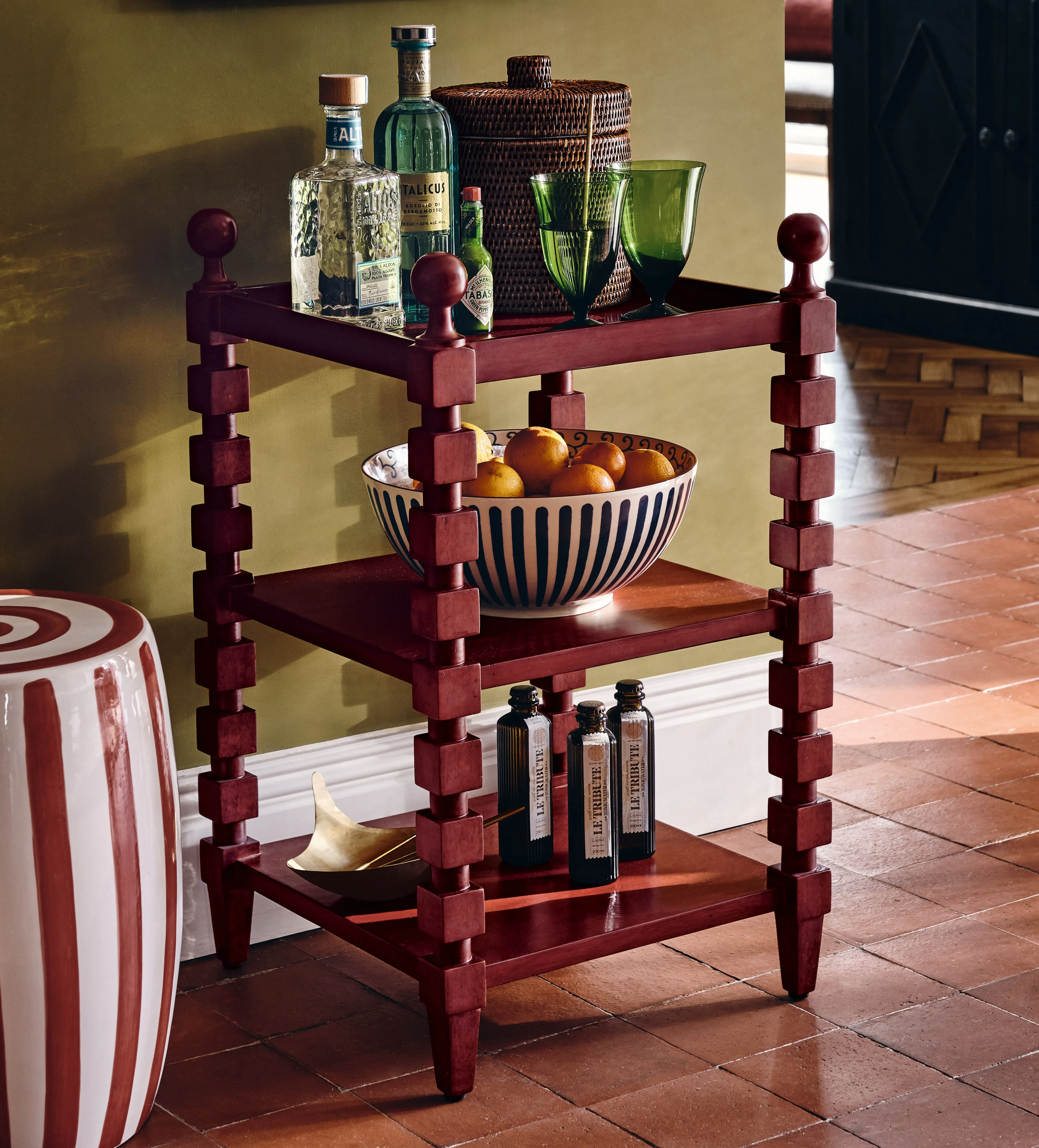 Huxley Side Table - Brushed Red, Mango Wood