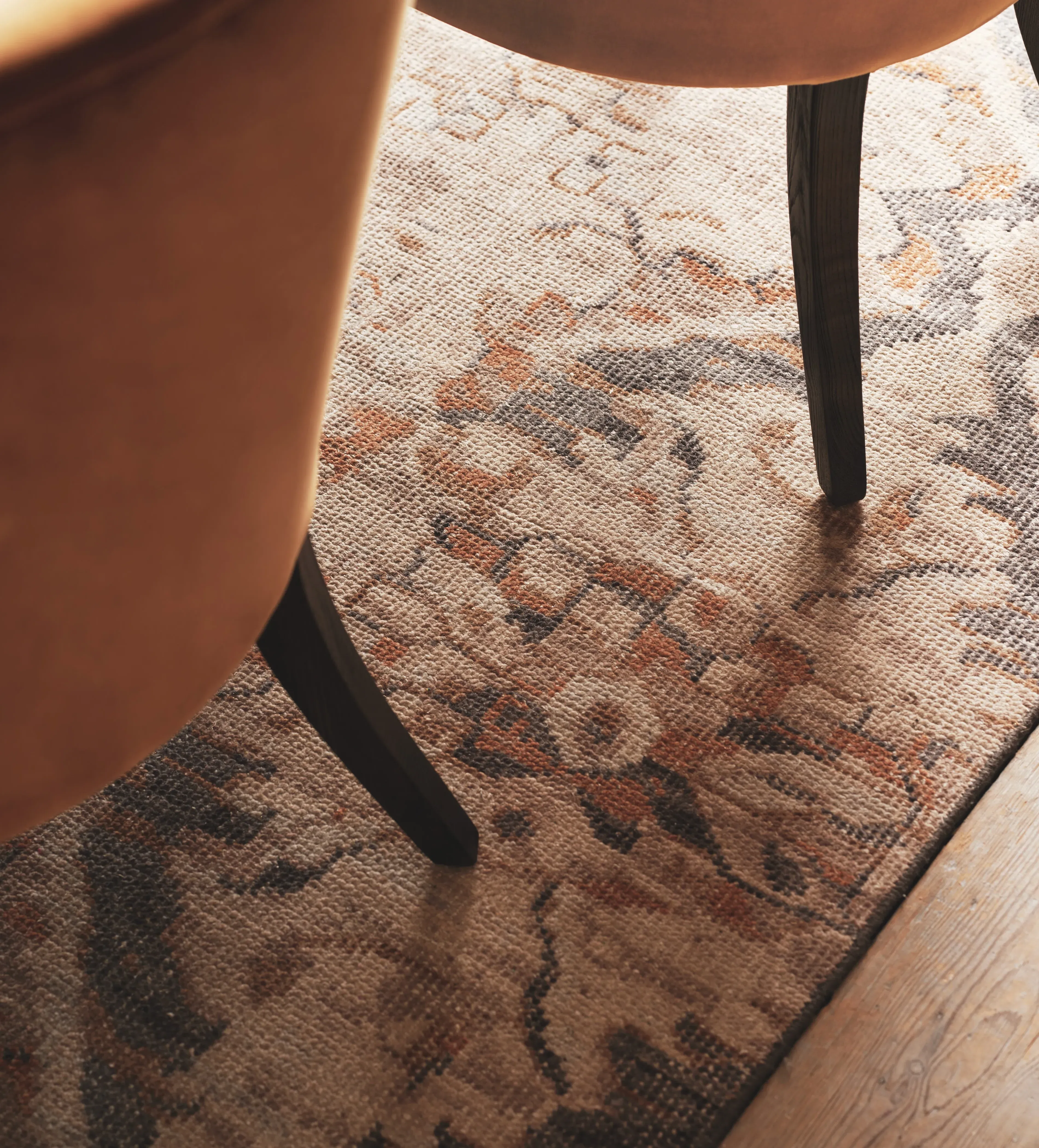 Large Area Rug Hand Knotted - Orange, Wool