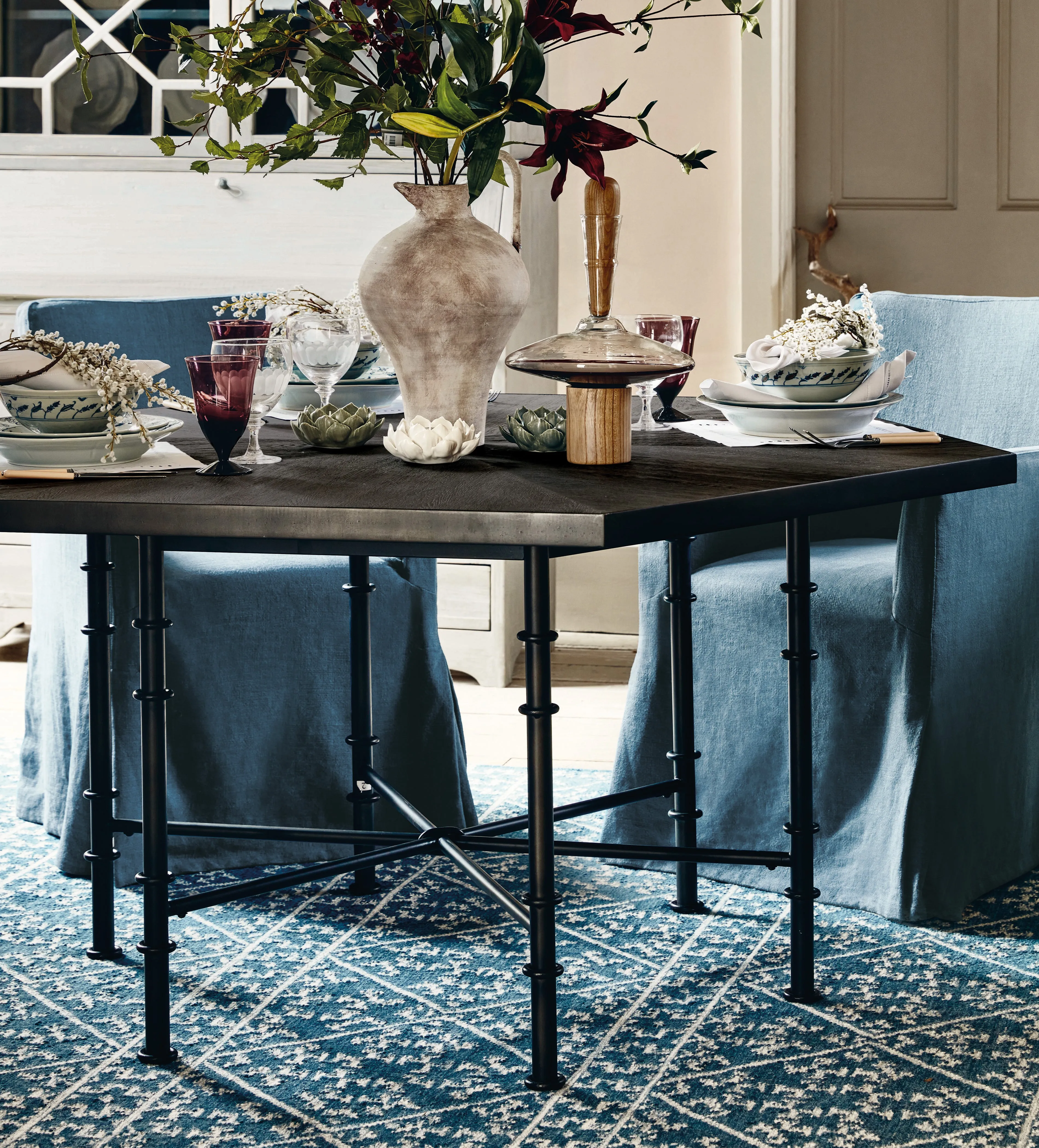 Large Area Rug - Lapis Blue, Patterned