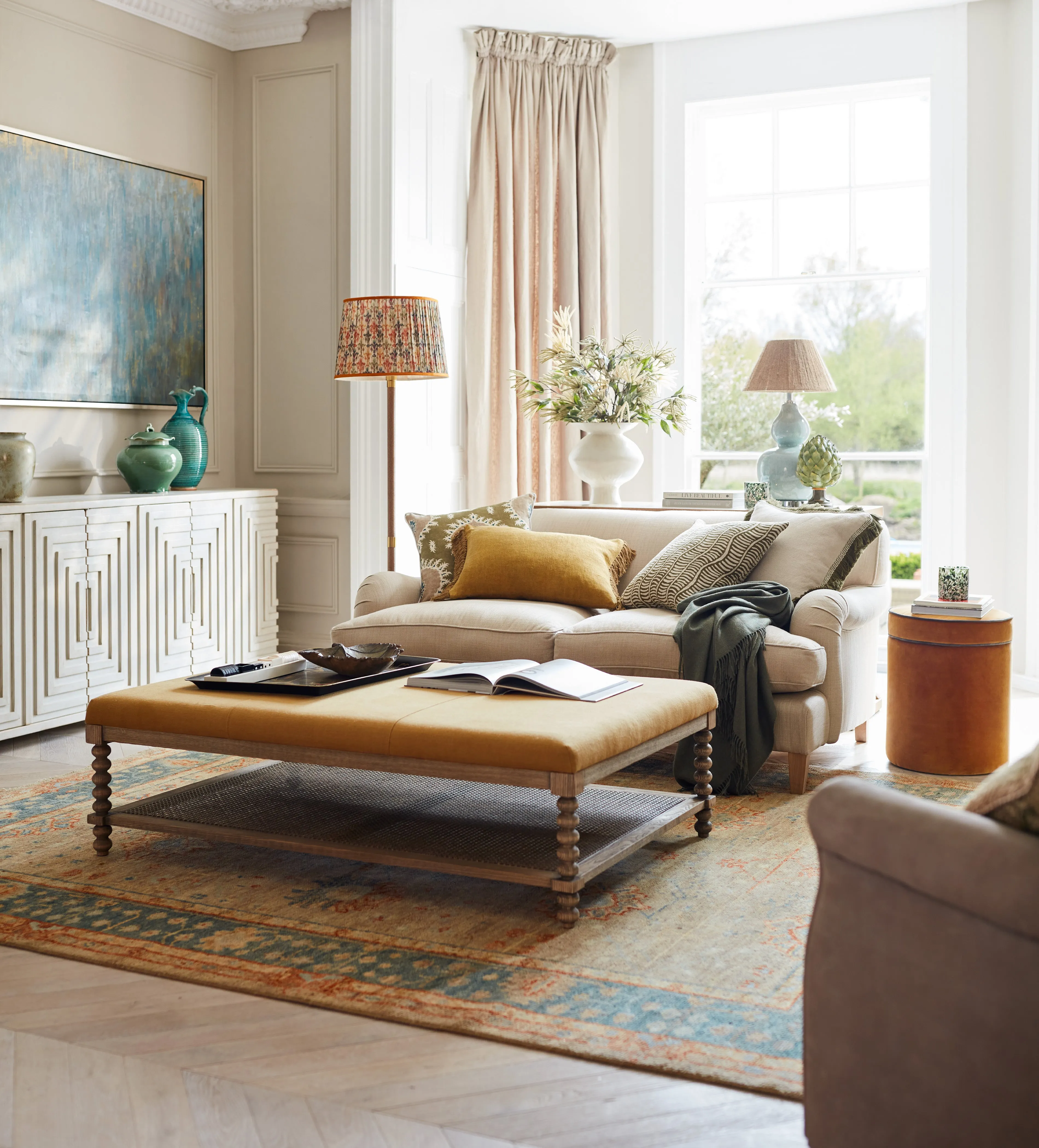Large Area Rug Traditional Pattern - Grey Blue