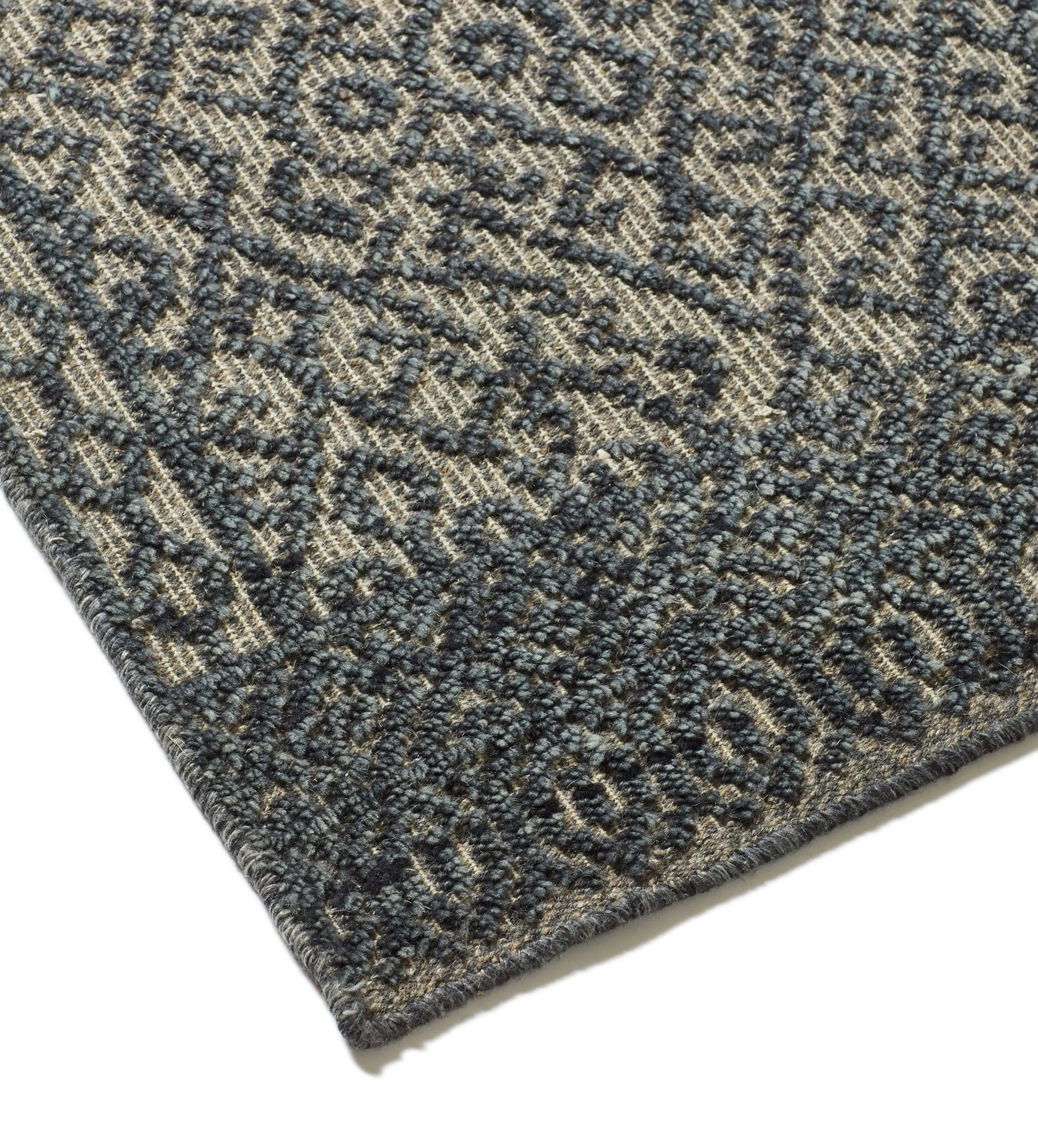 Large Astroid Rug Diamond Pattern - Indigo, Wool