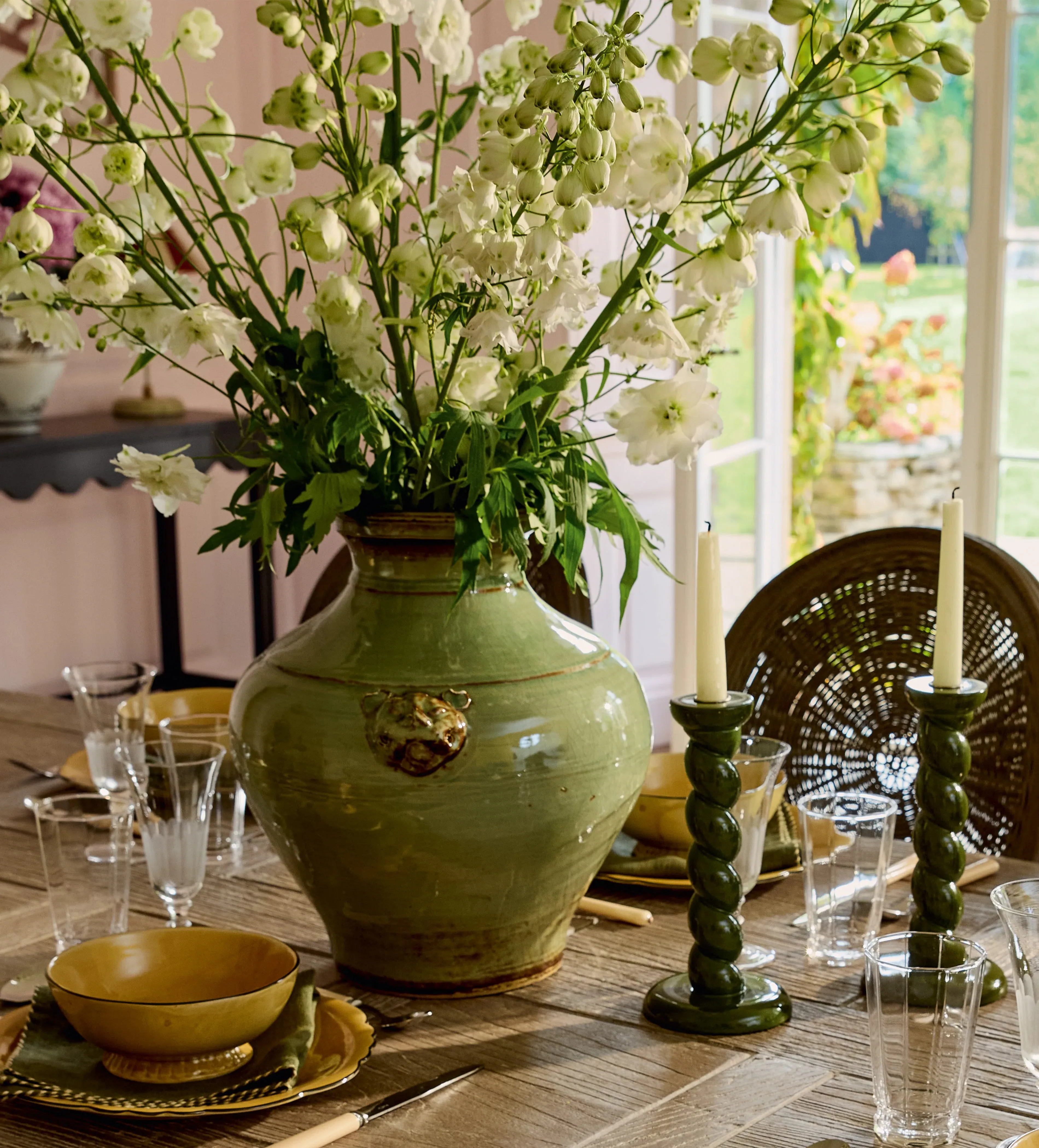 Large Decorative Pot - Olive, Porcelain