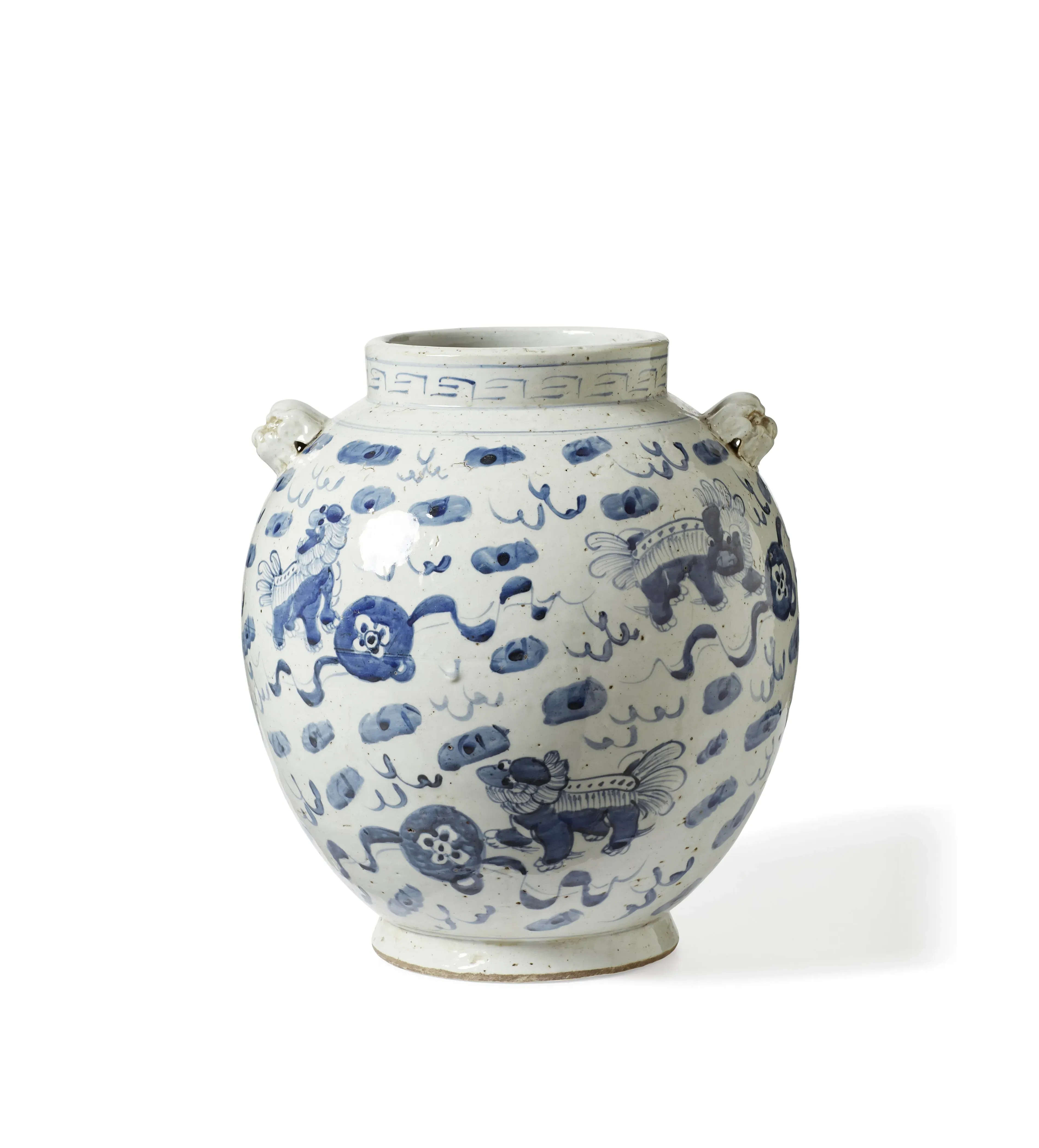 Large Decorative Vase with Handles - Blue, Clay image