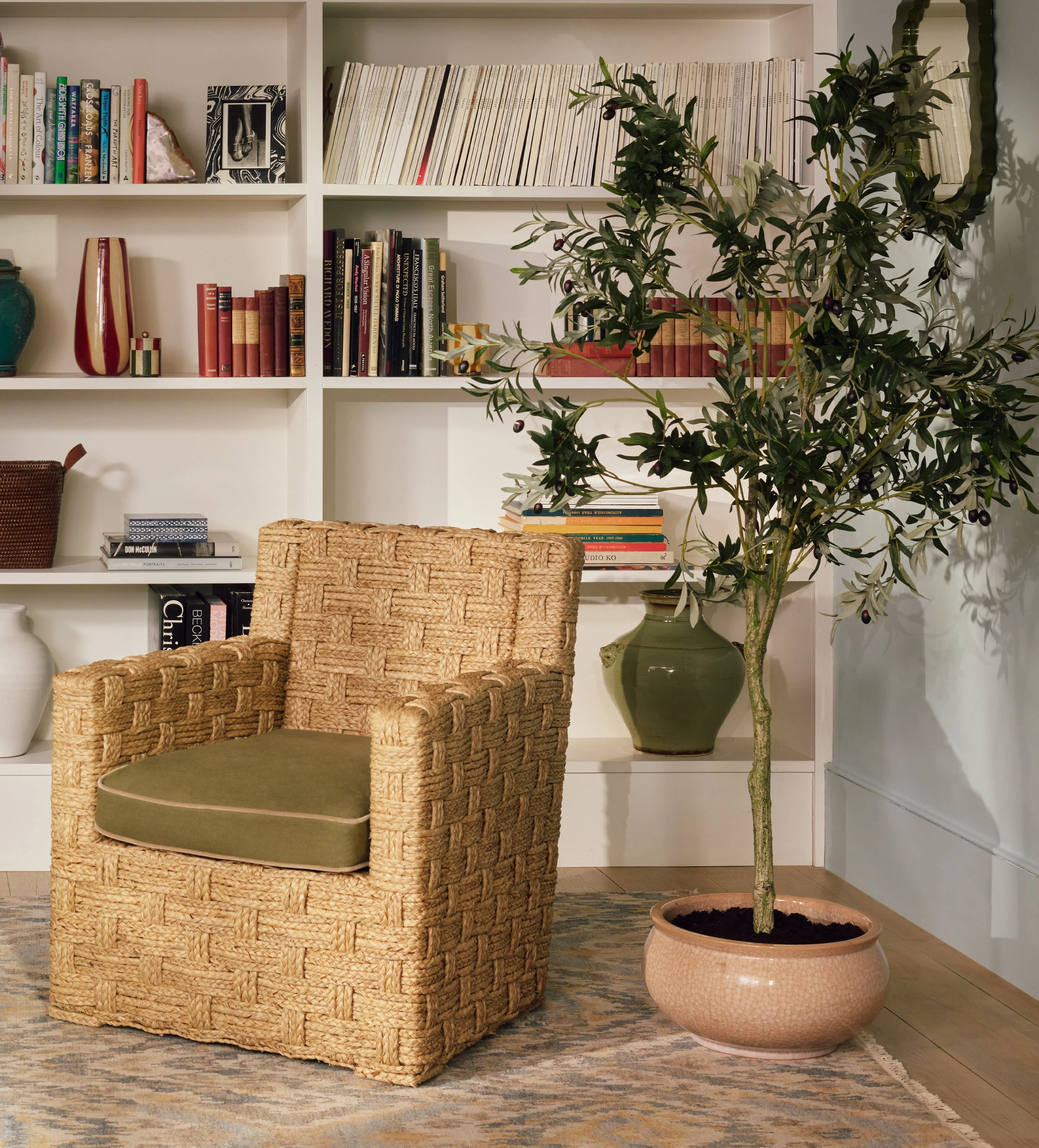Large Faux Olive Tree - Black Pot