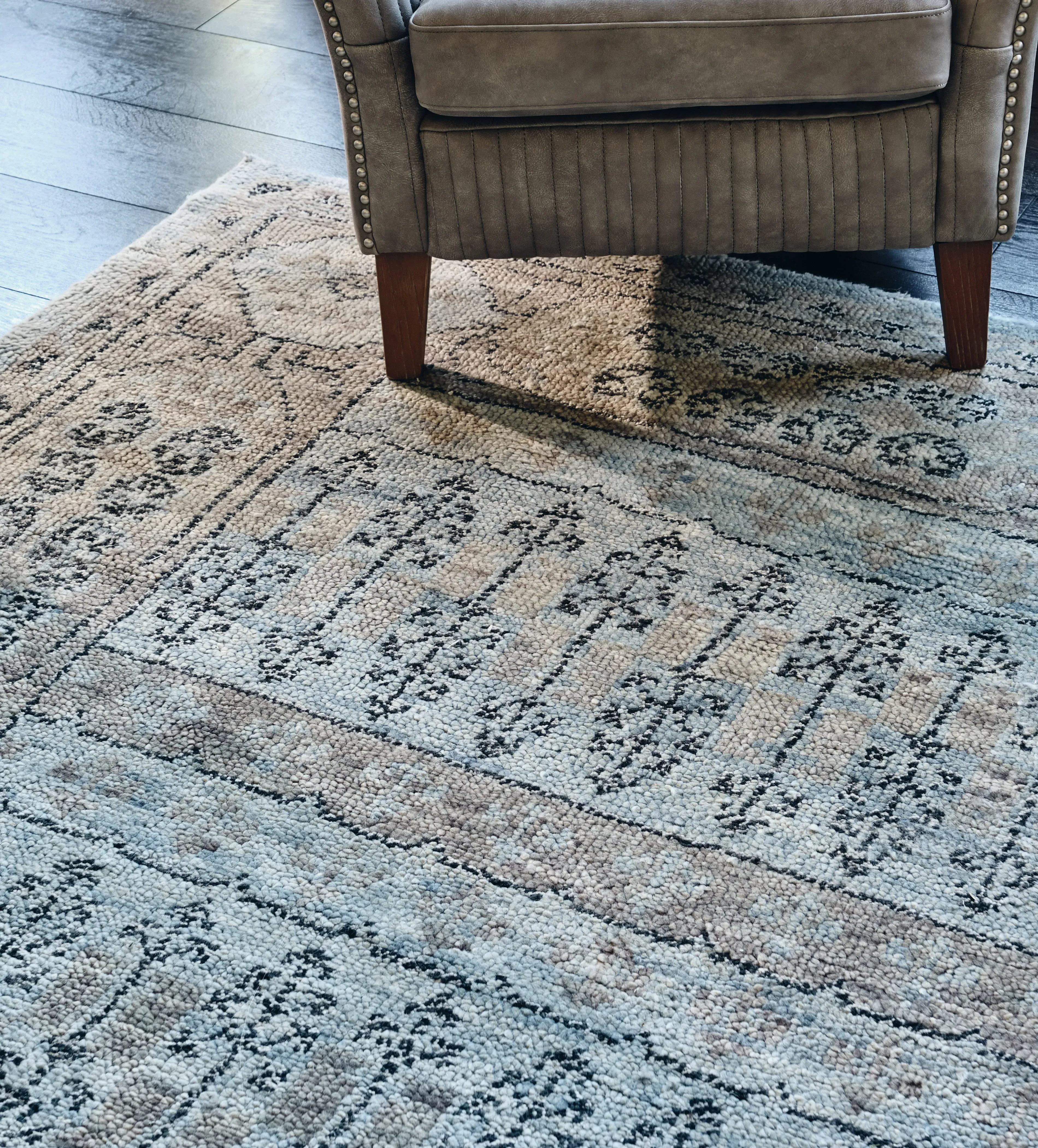 Large Lapis Rug - Ash Grey, Hand-Knotted