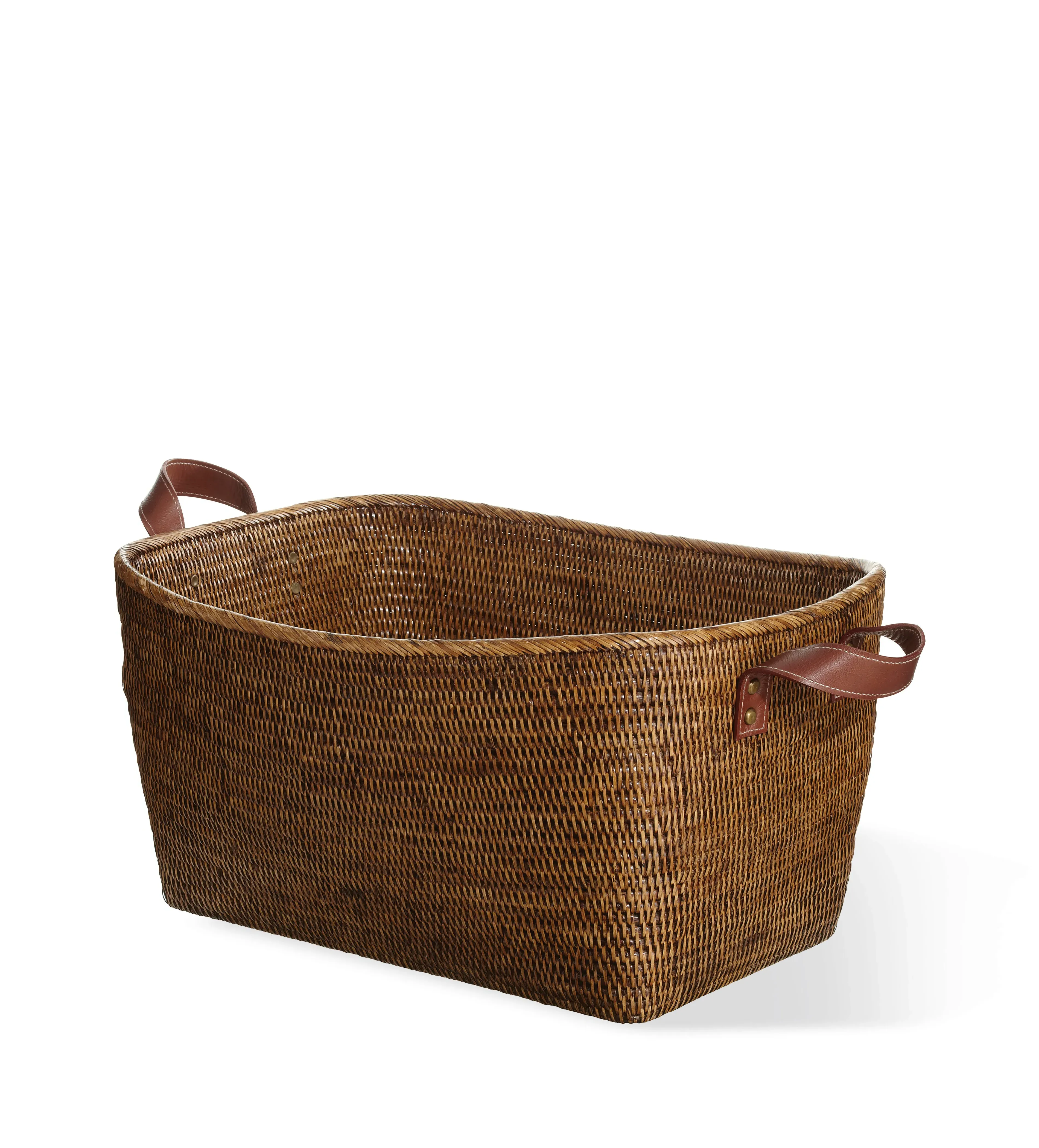 Large Storage Basket with Handles - Brown, Rattan