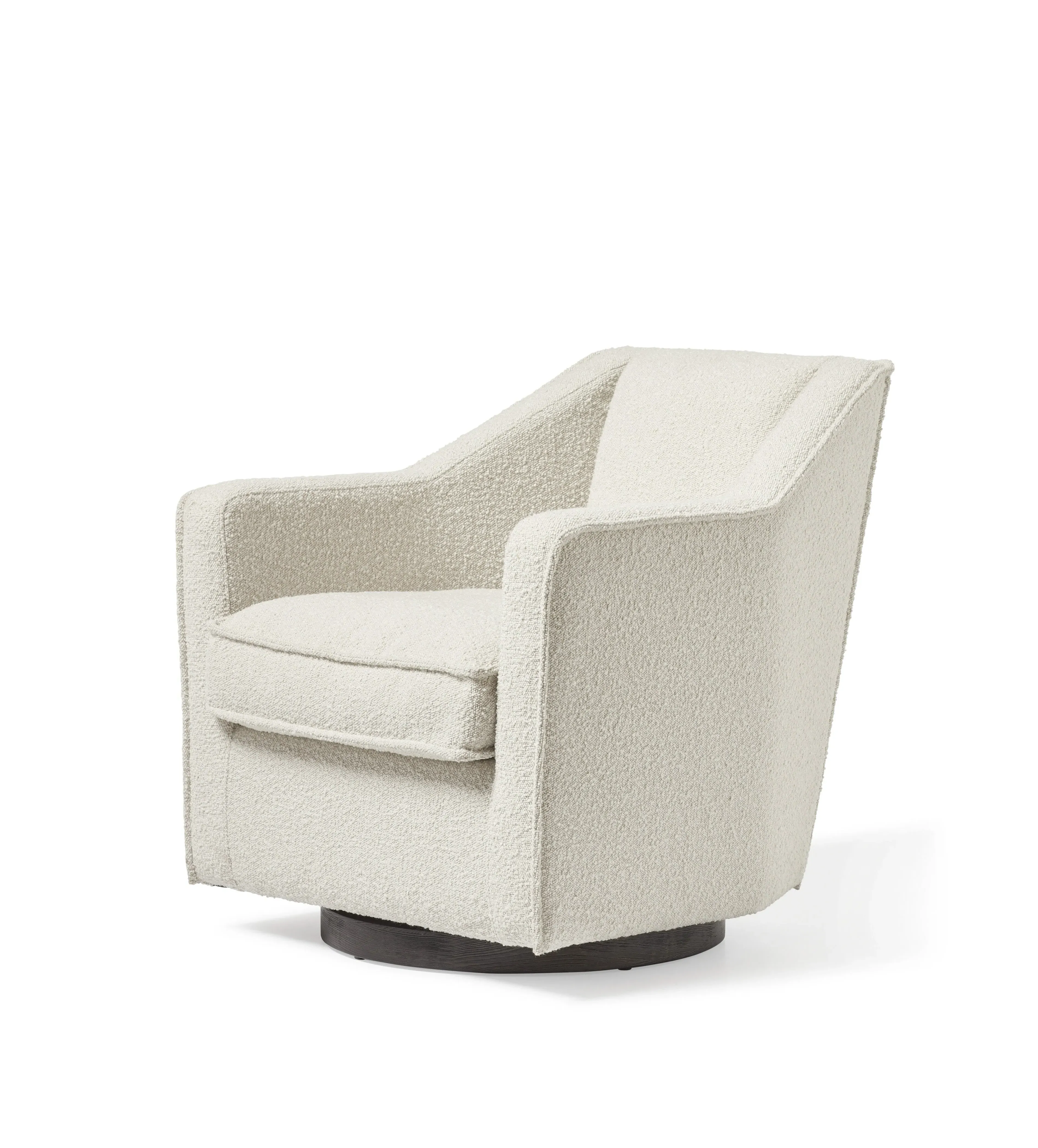 Large Swivel Armchair - Milky White, Bouclé
