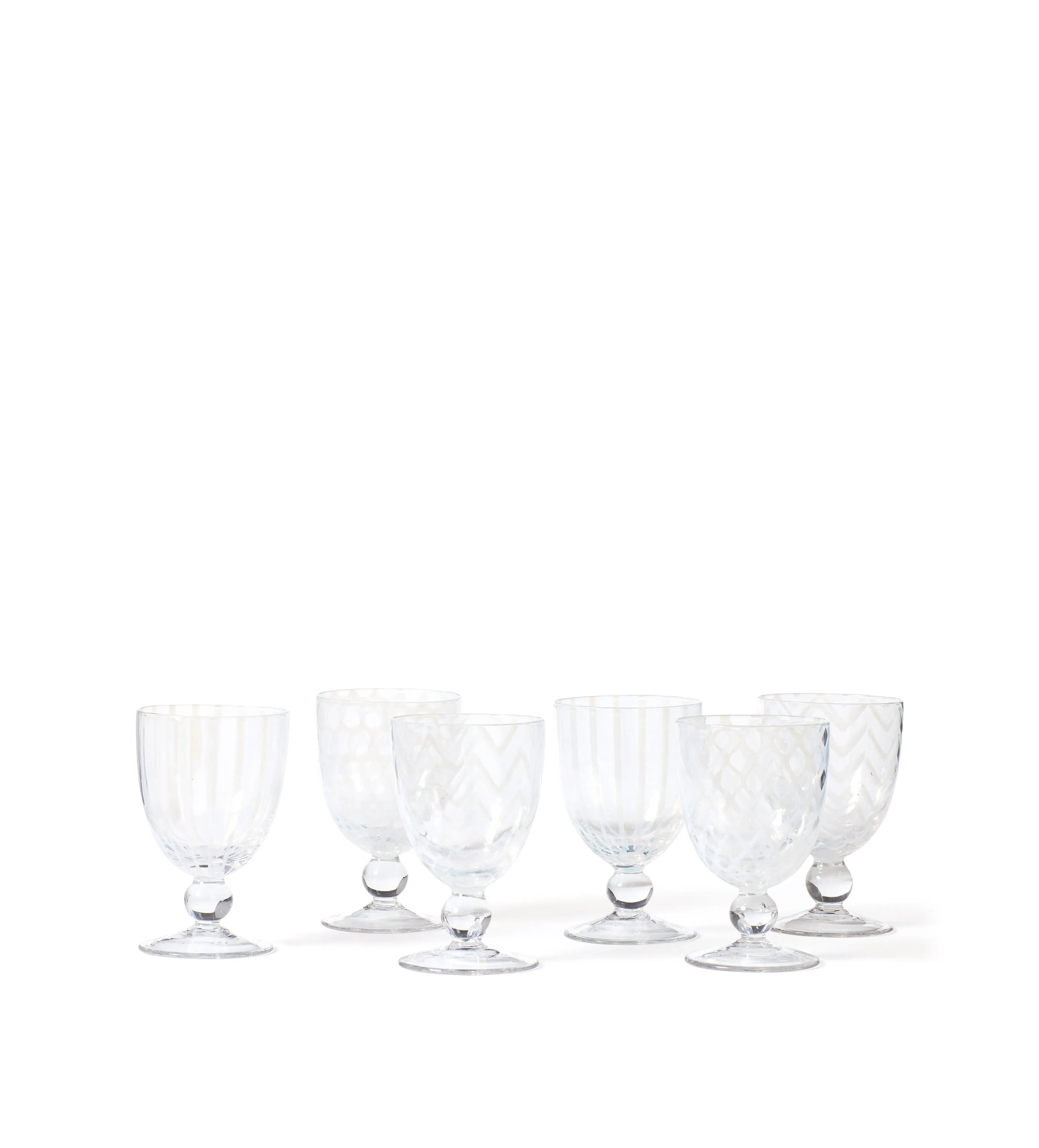 Large Wine Glasses Set of 6 - White, Glass