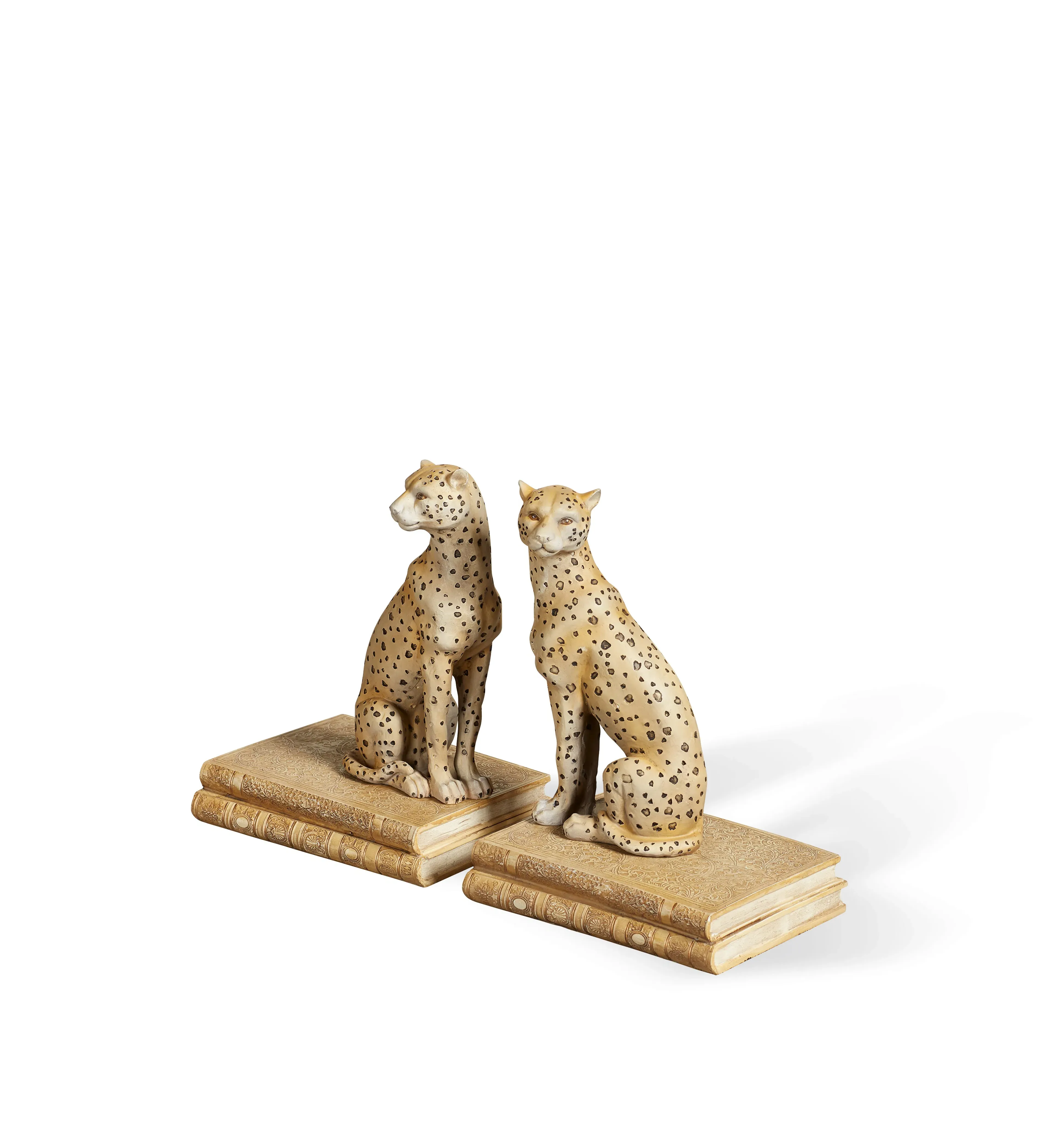 Leopard Bookends Pair - Cream, Resin