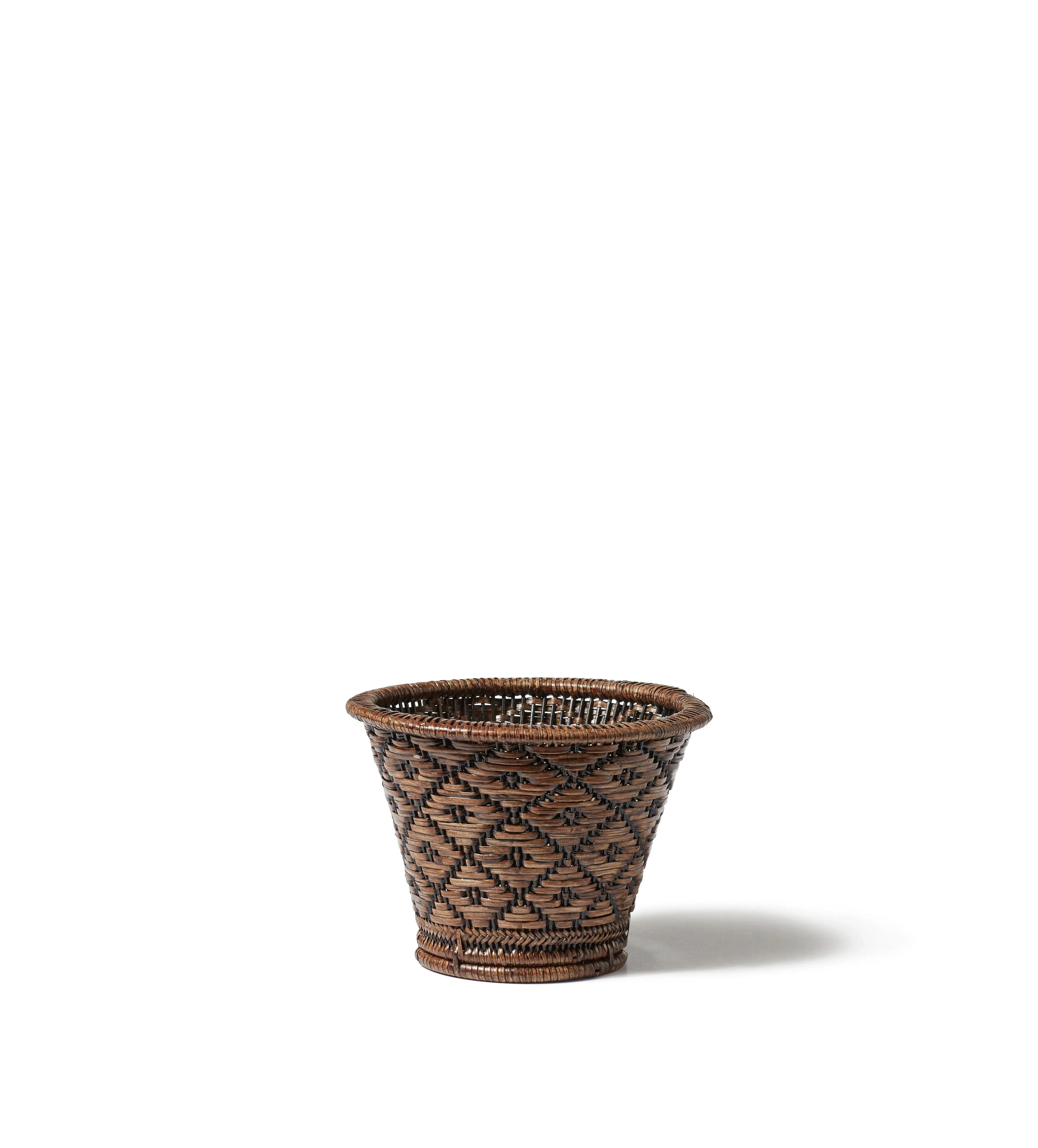 Medium Planter with Diamond Pattern - Brown, Rattan