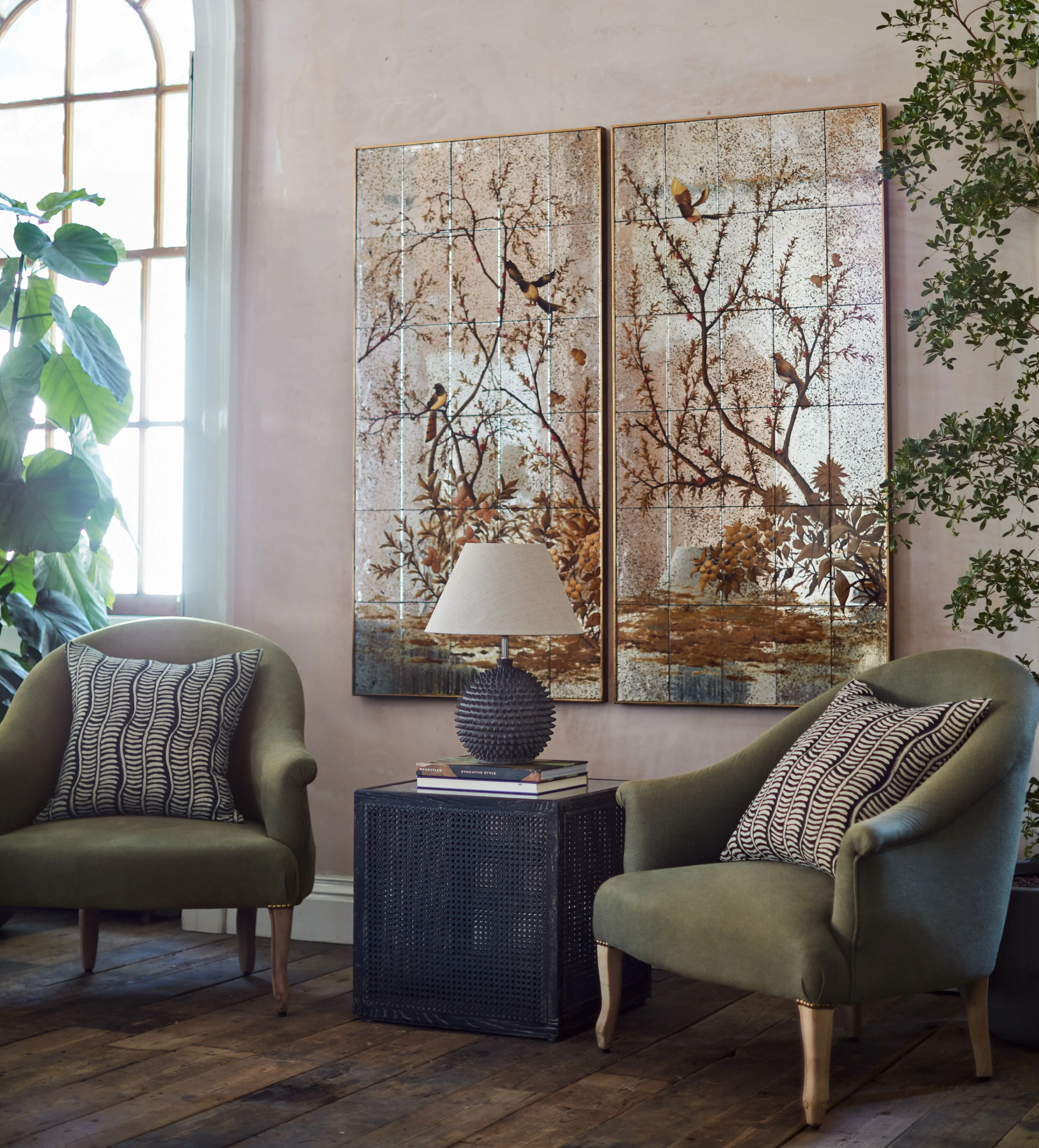 Mirrored Wall Art Panels - Antique Gold, Glass