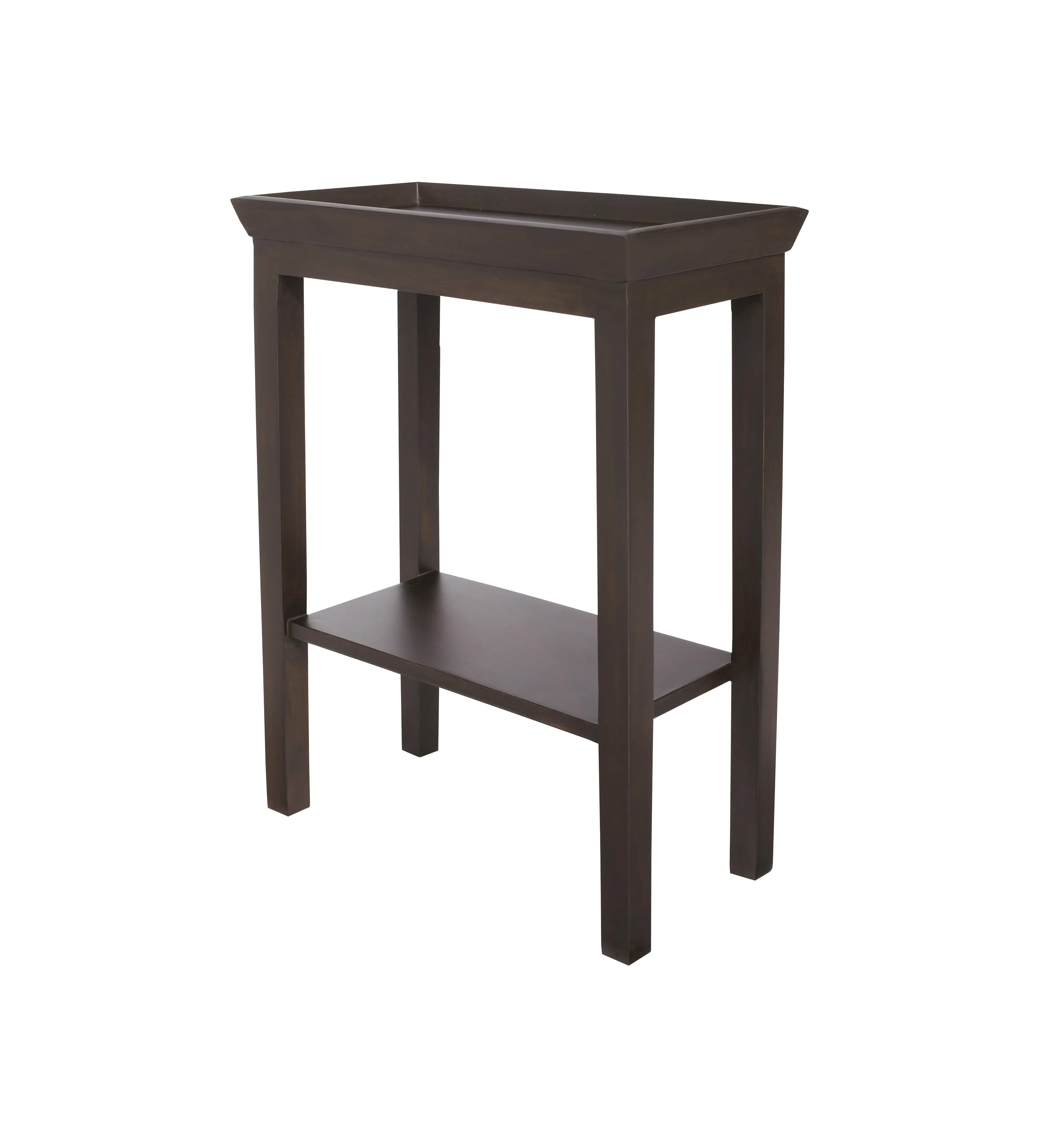 Narrow Side Table with Shelf - Brown, Wood
