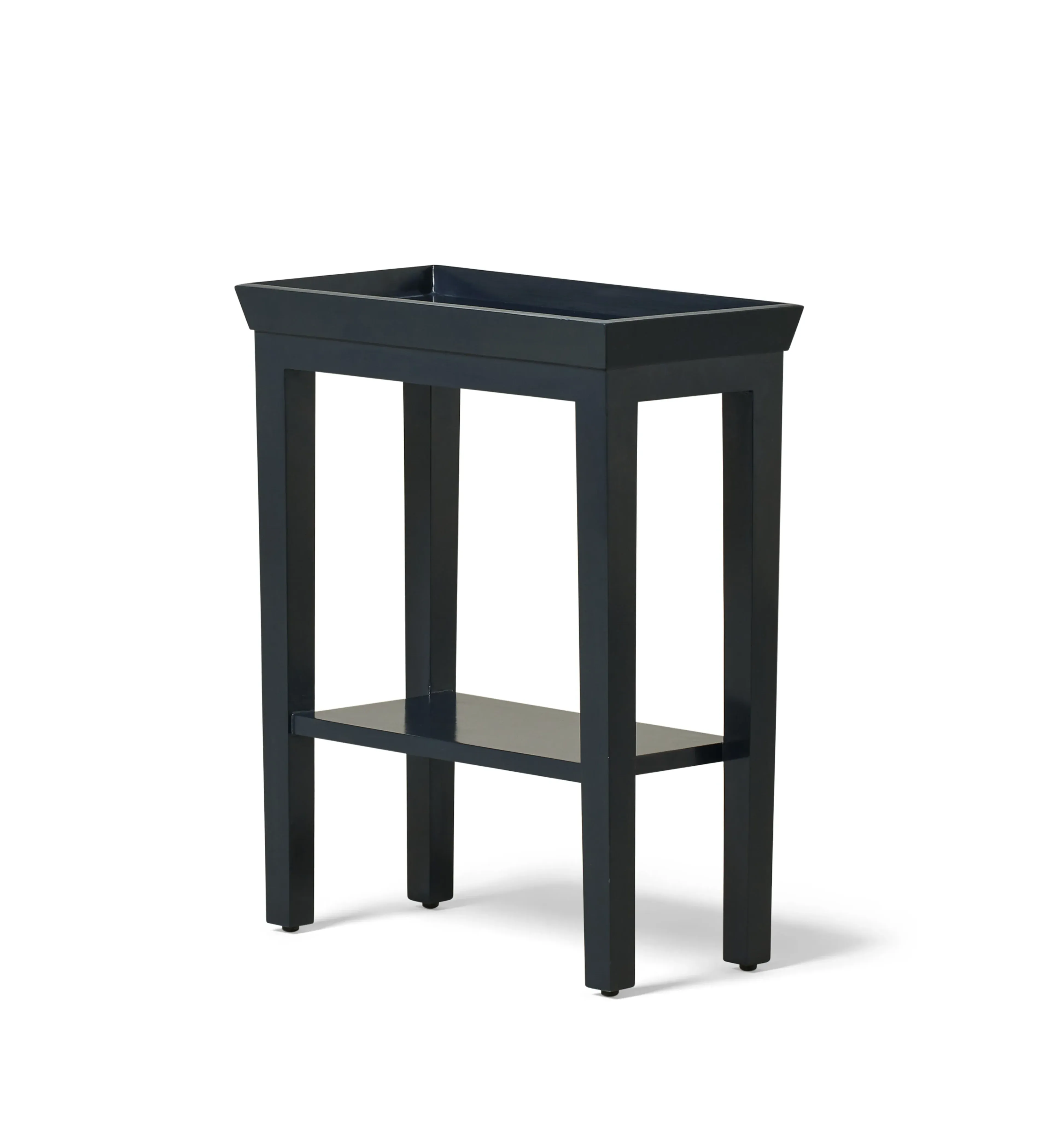 Narrow Side Table with Shelf - Petrol Blue