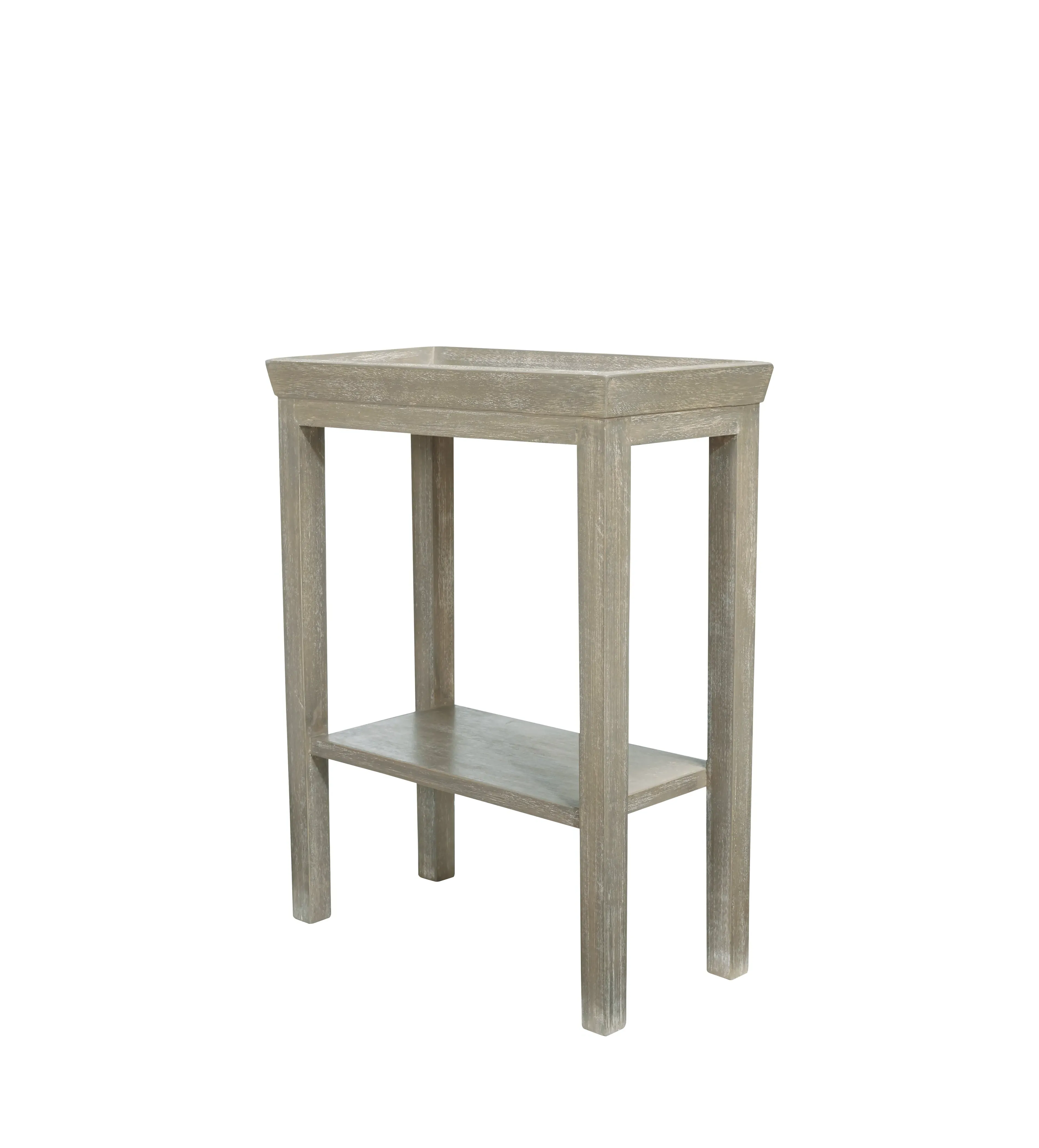 Narrow Side Table with Shelf - Silver Birch