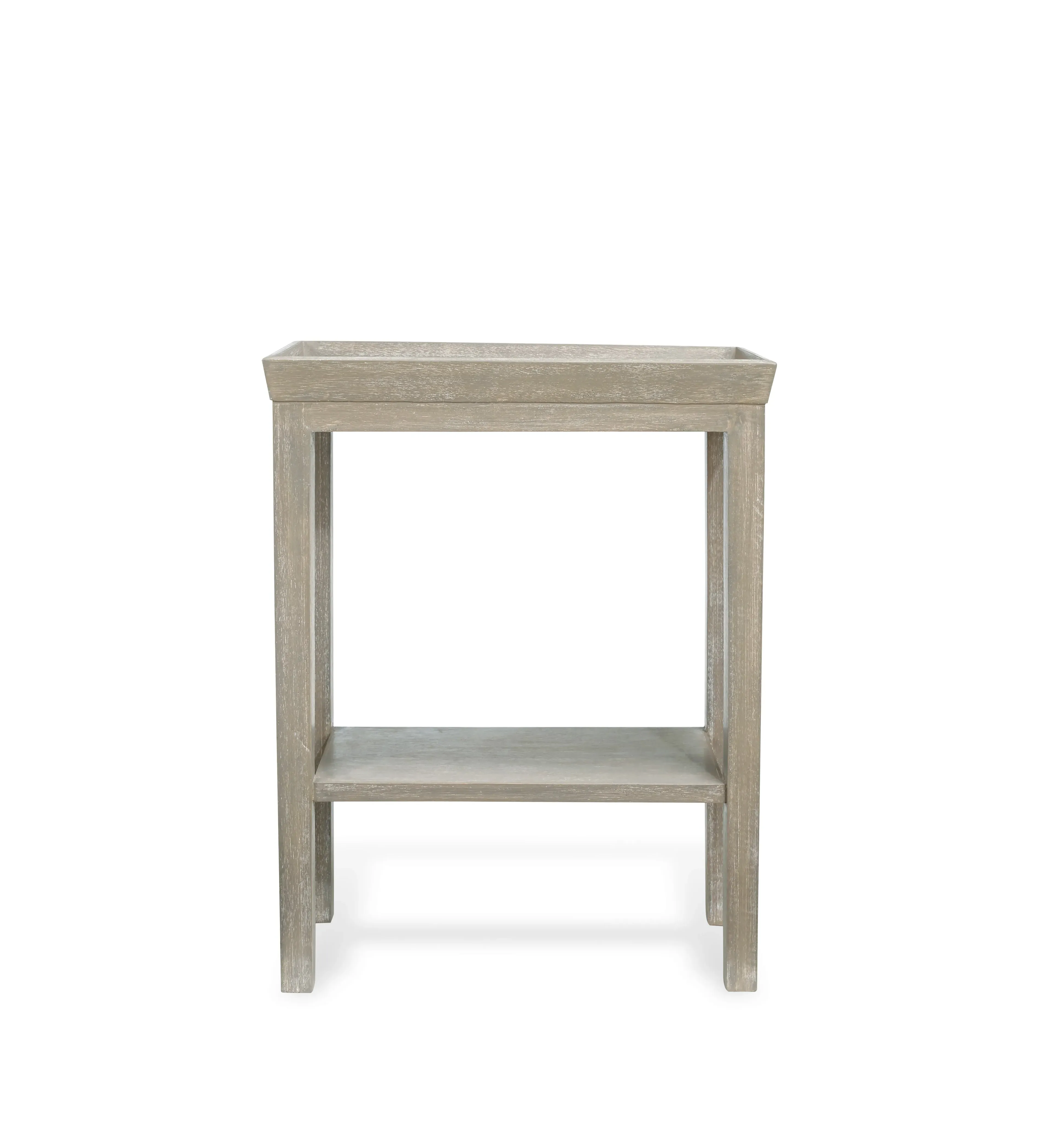 Narrow Side Table with Shelf - Silver Birch