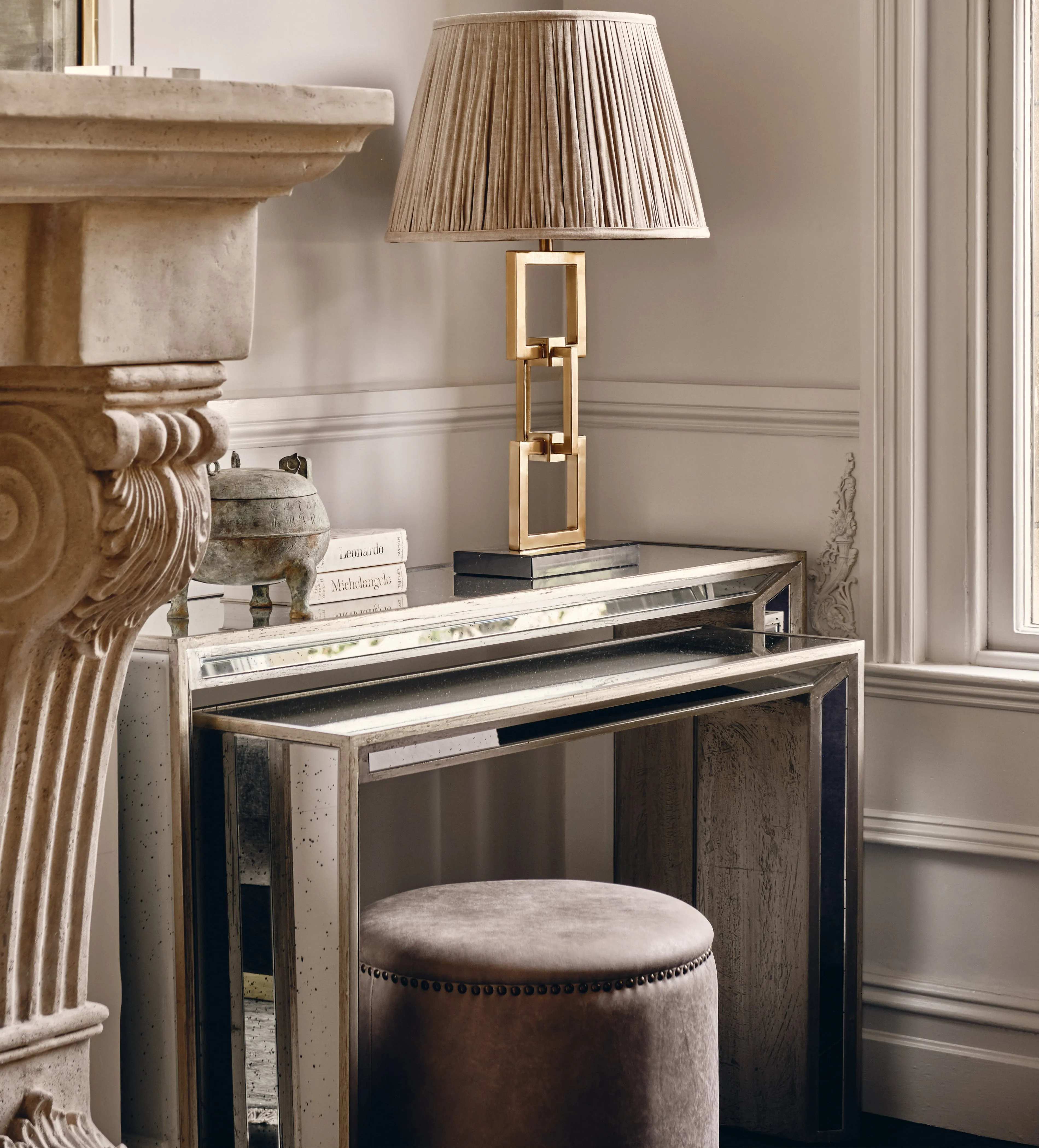 Nesting Console Tables - Antique Bronze, Mirror