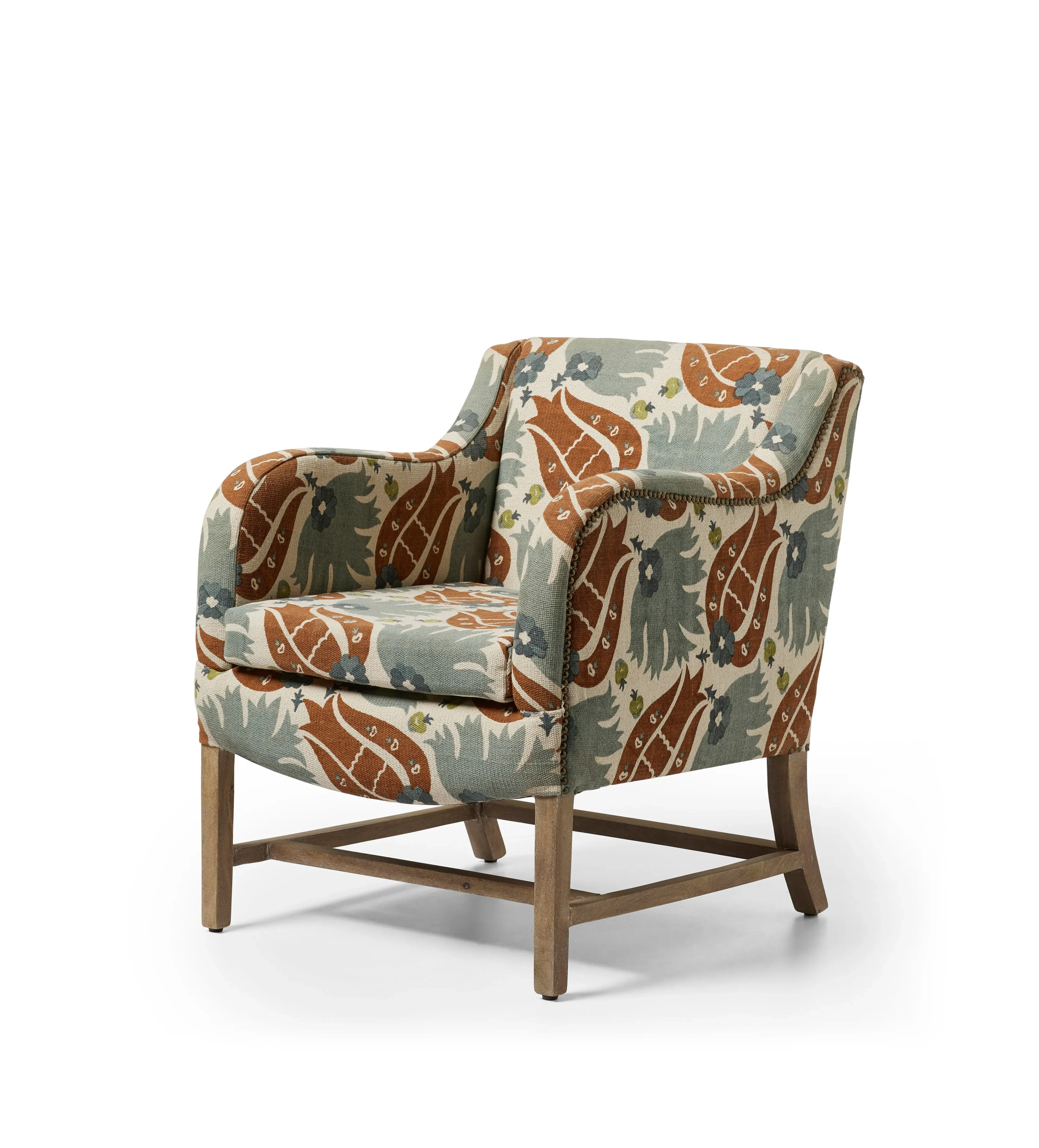 Nomeko Armchair with Brass Studs - Orange/Blue image