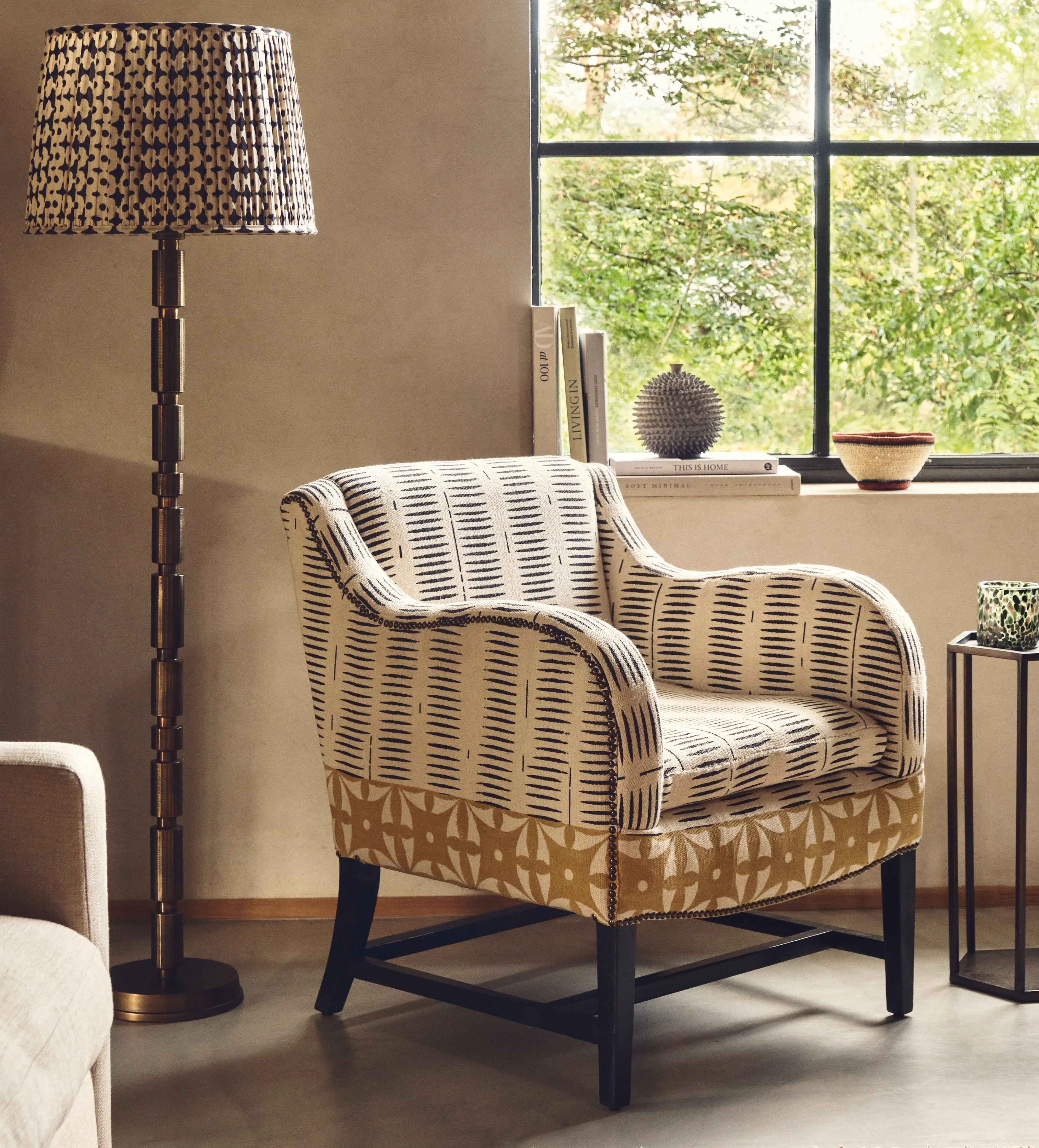 Nomeko Armchair with Curved Arms - Multi, Cotton