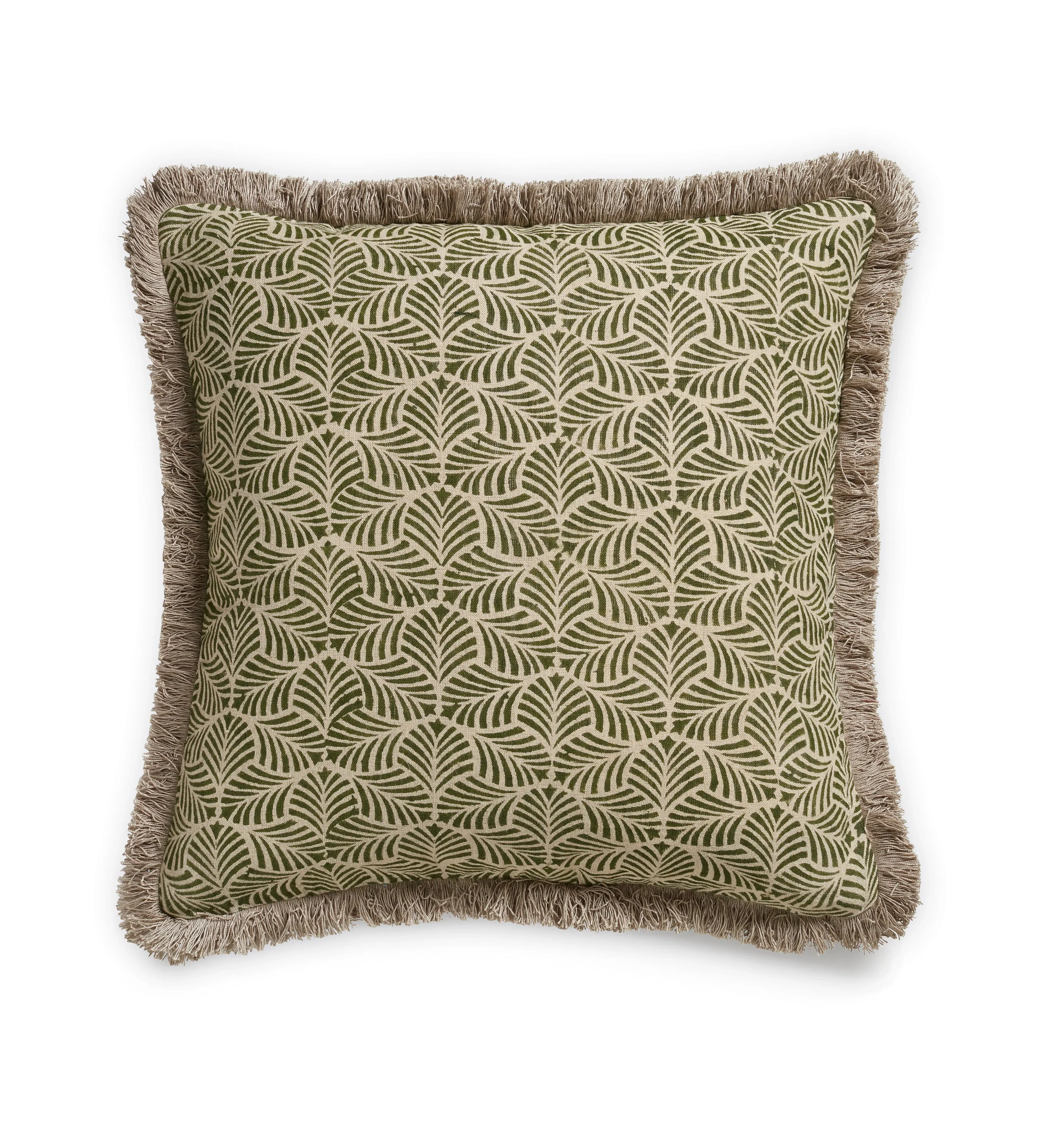 Nostell Leaves Cushion Cover - Seaweed Green