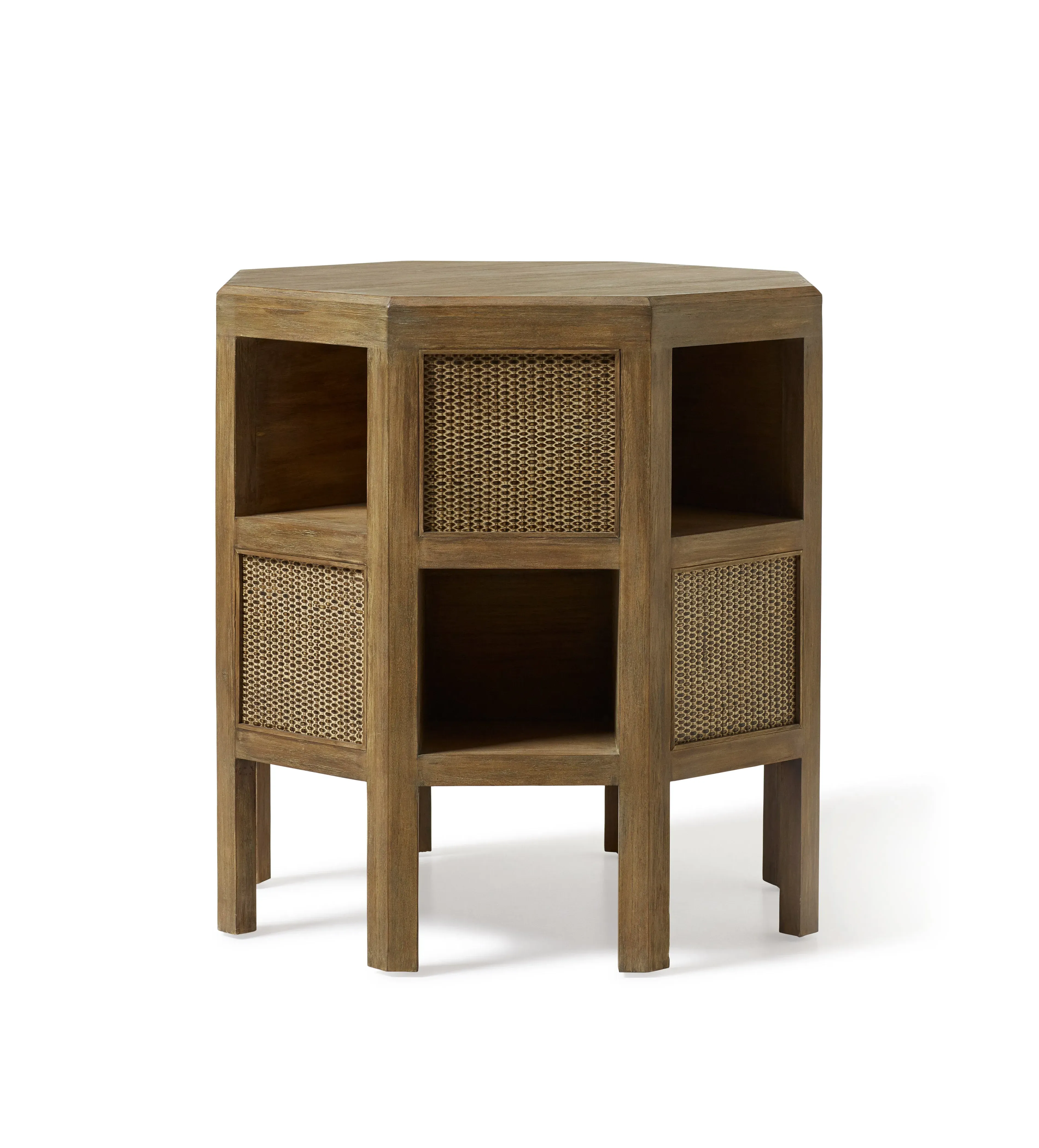 Octagonal Side Table with Storage - Natural, Wood image