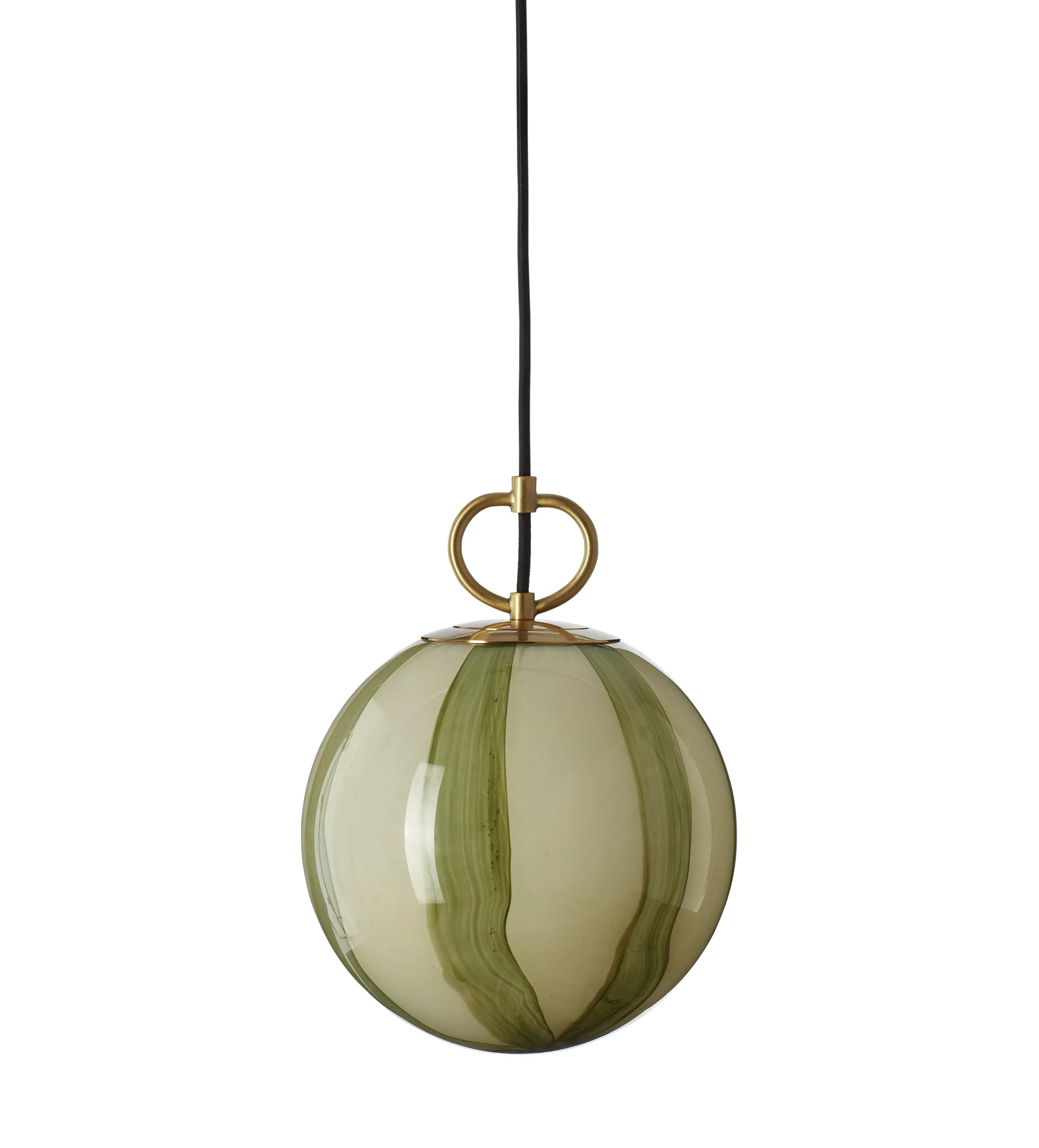 Orb Pendant Lamp with Stripe - Green, Glass image