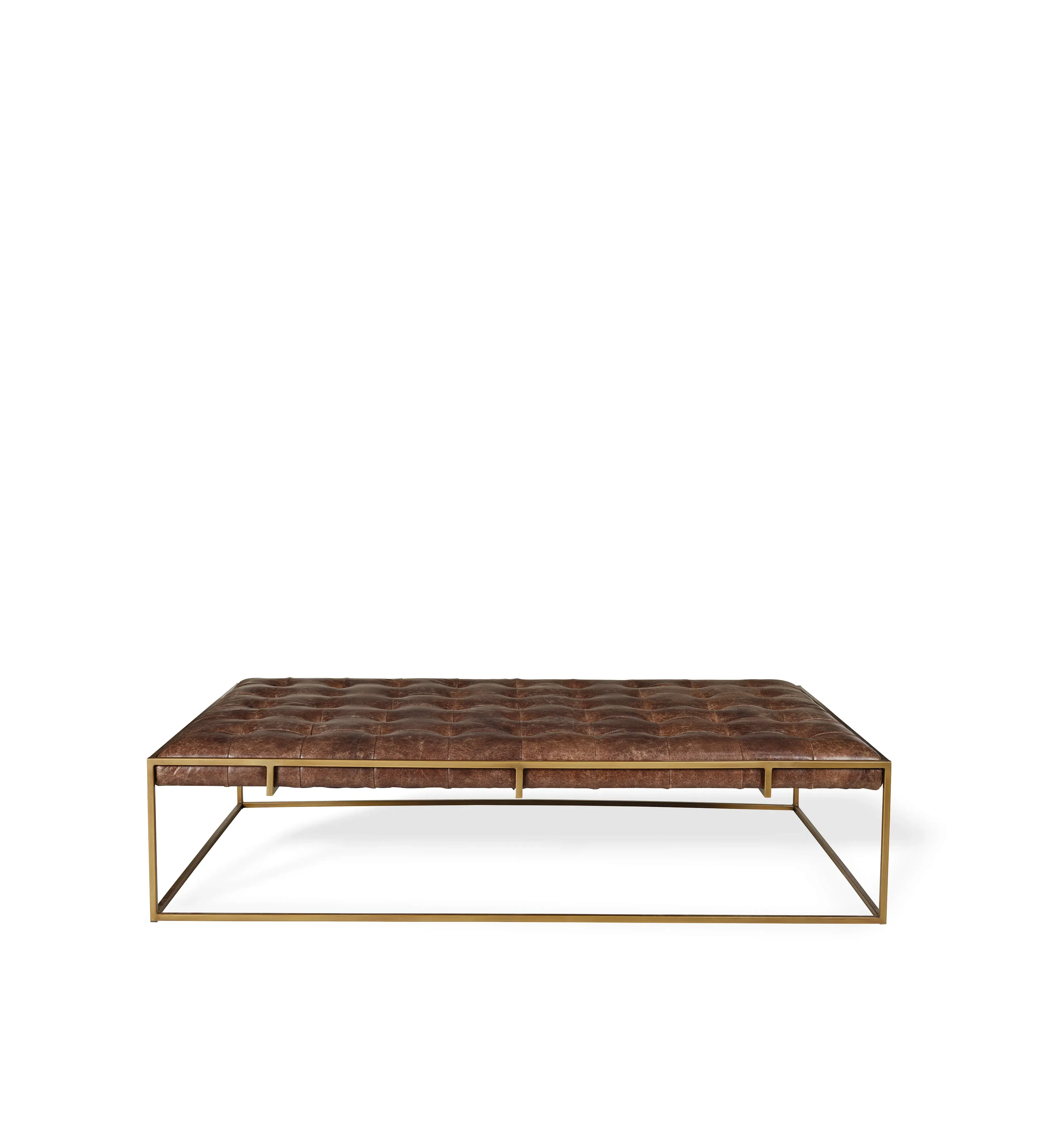 Ottoman with Brass Frame - Aged Hazelnut, Leather image