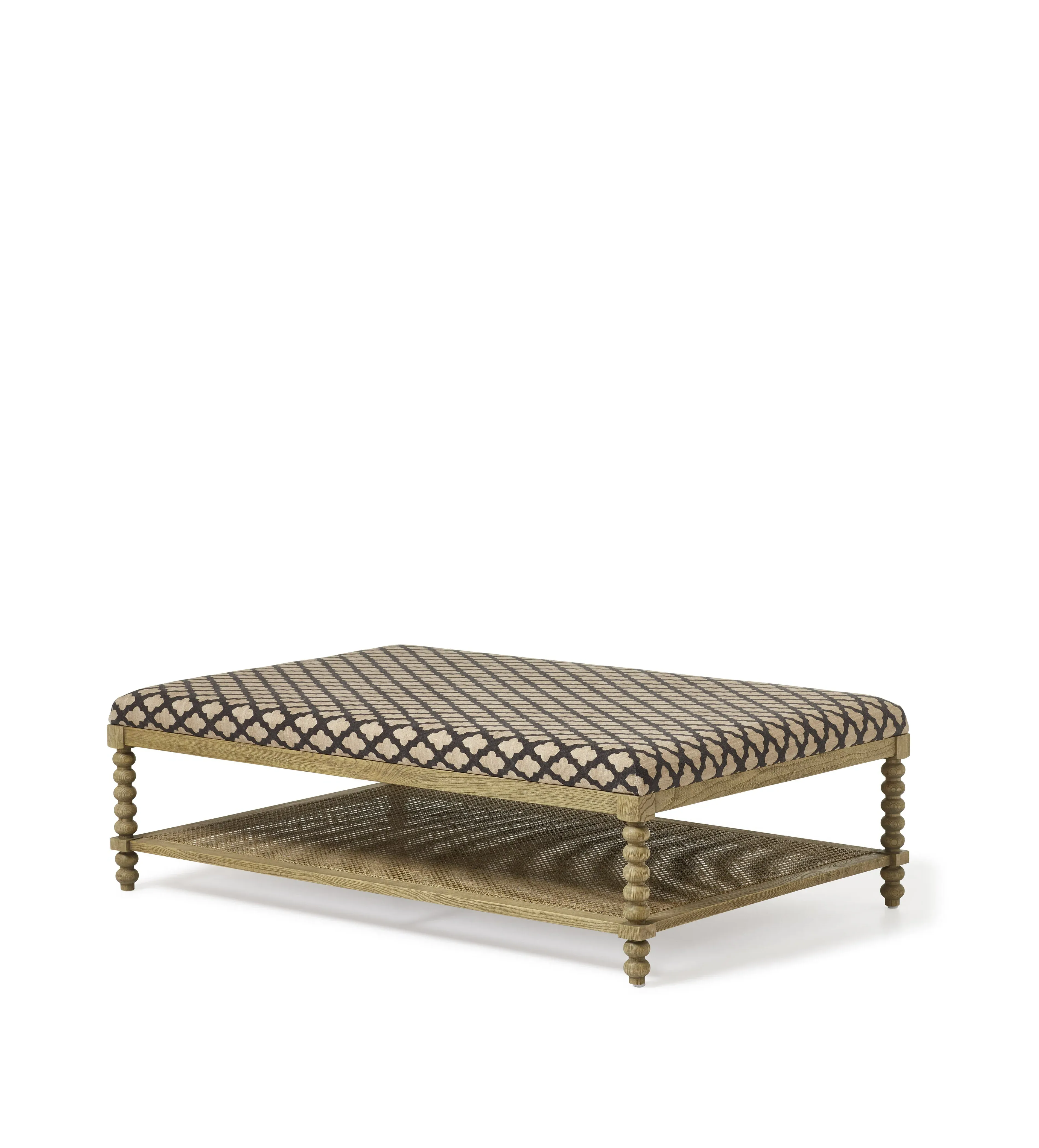 Ottoman with Storage Shelf - Black, Linen