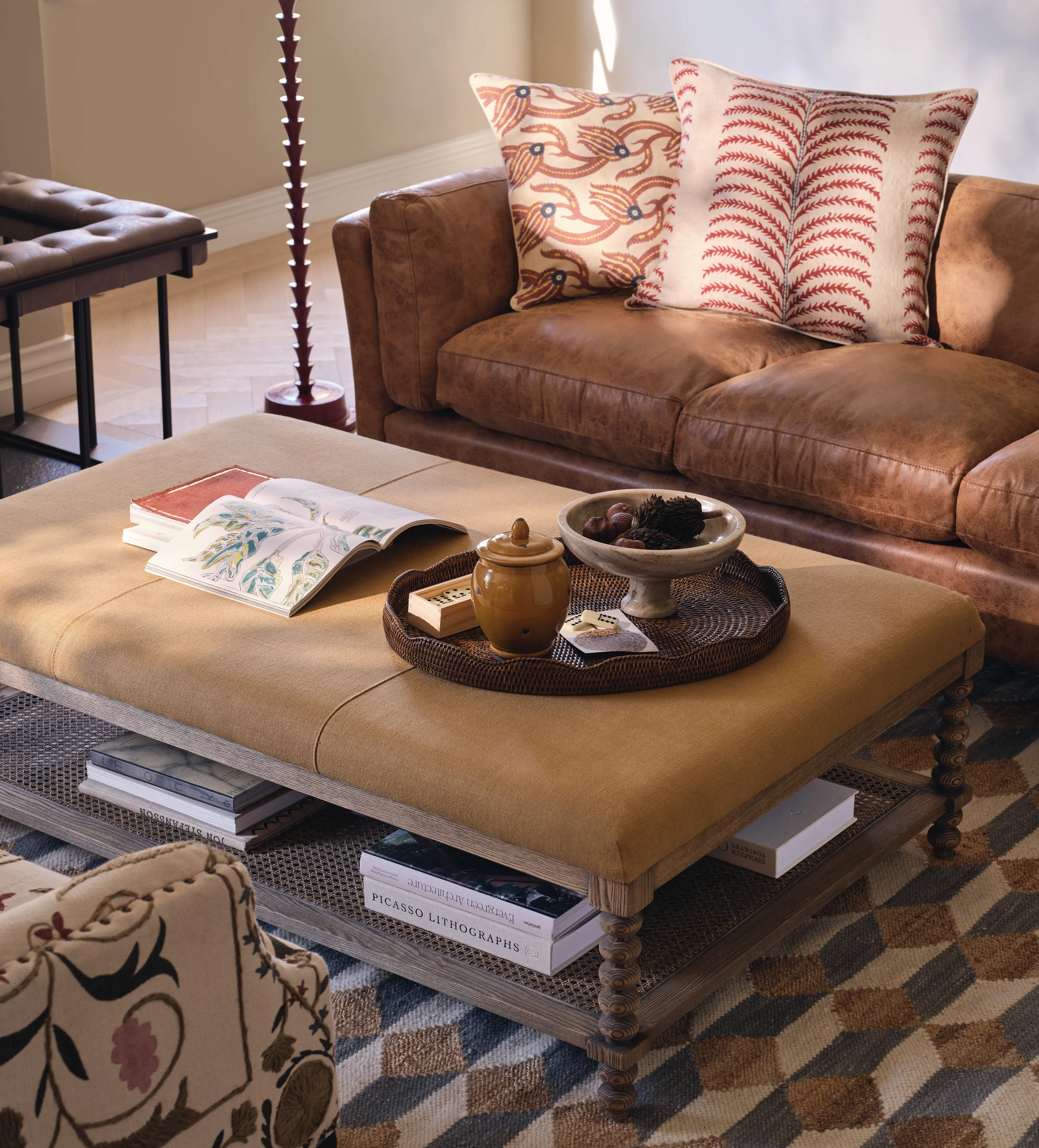 Ottoman with Storage Shelf - Dijon, Linen