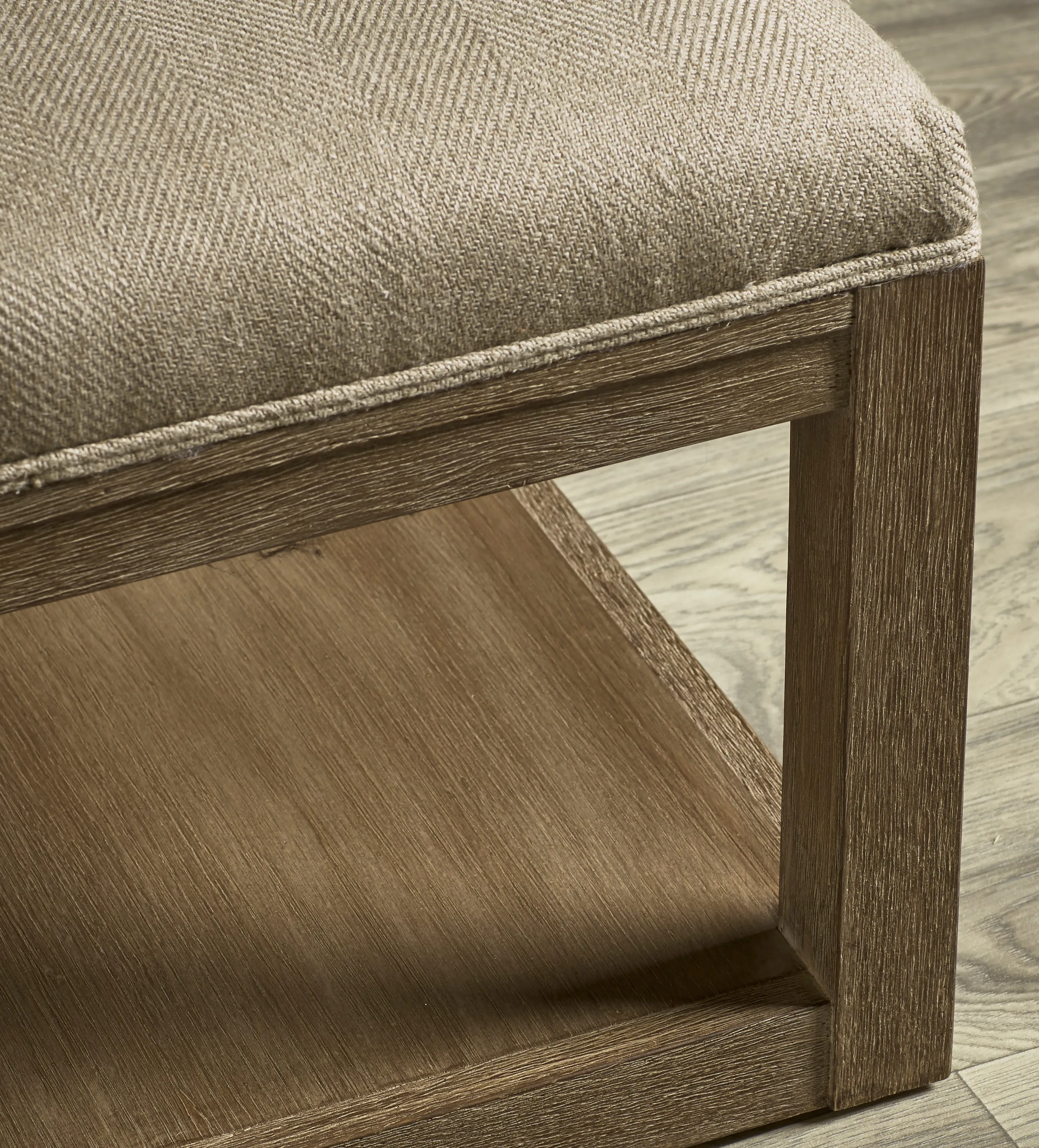 Ottoman with Storage Shelf - Wild Oats, Linen