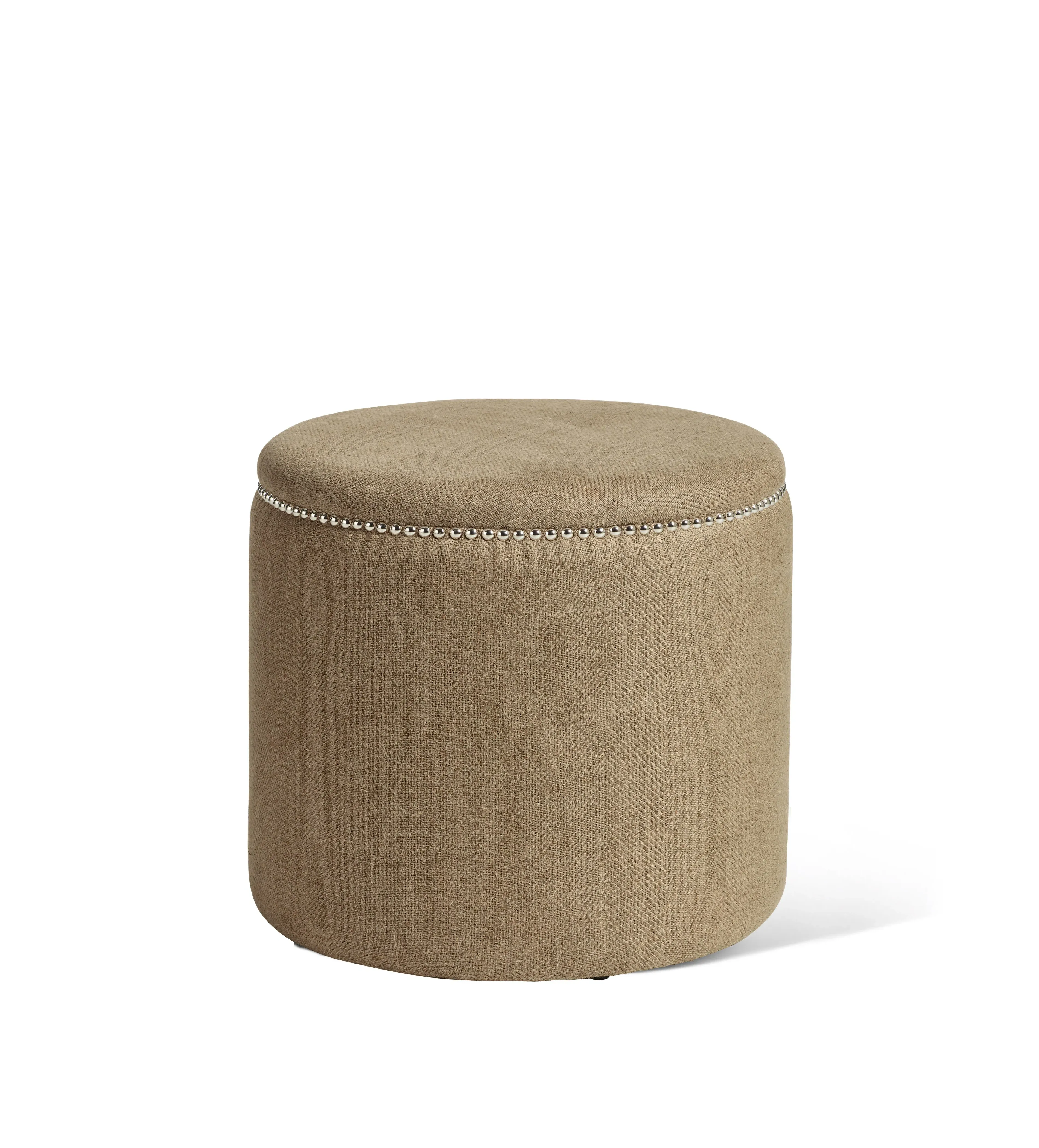 Ottoman with Studded Border - Wild Oats, Linen