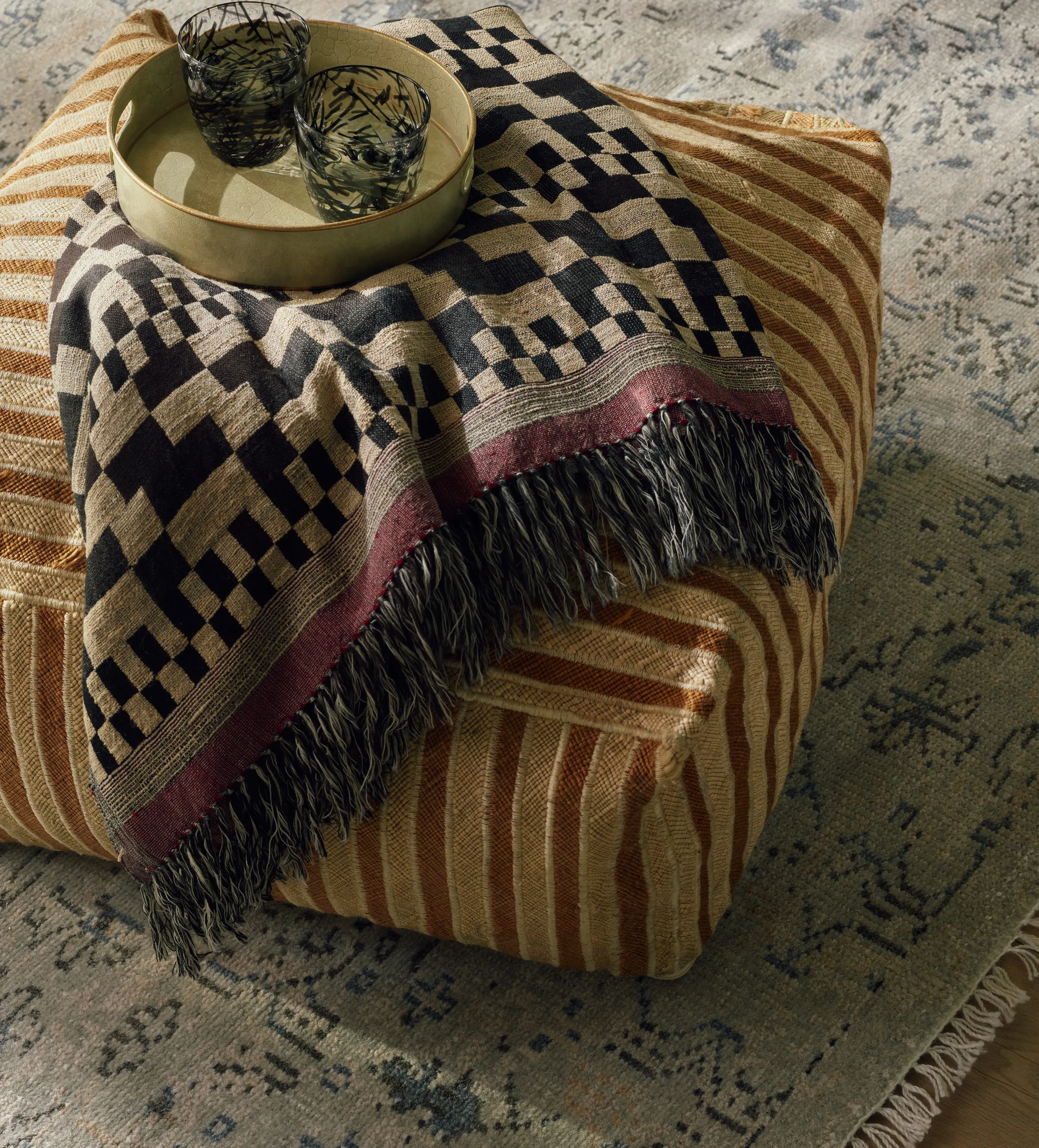 Outdoor Floor Cushion - Camel, Recycled Fabric