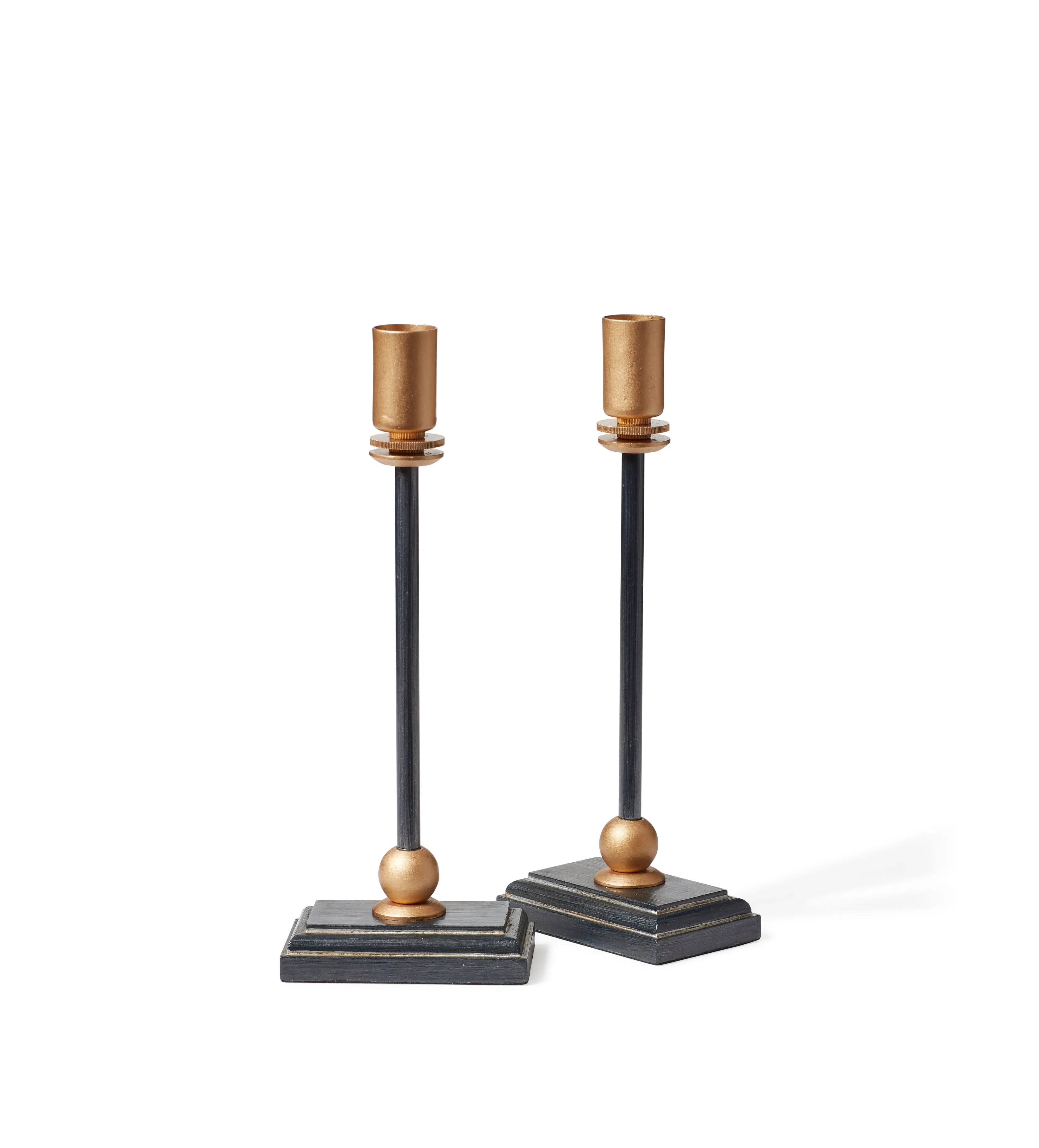Pair Candle Holders Handmade - Petrol, Ceramic image
