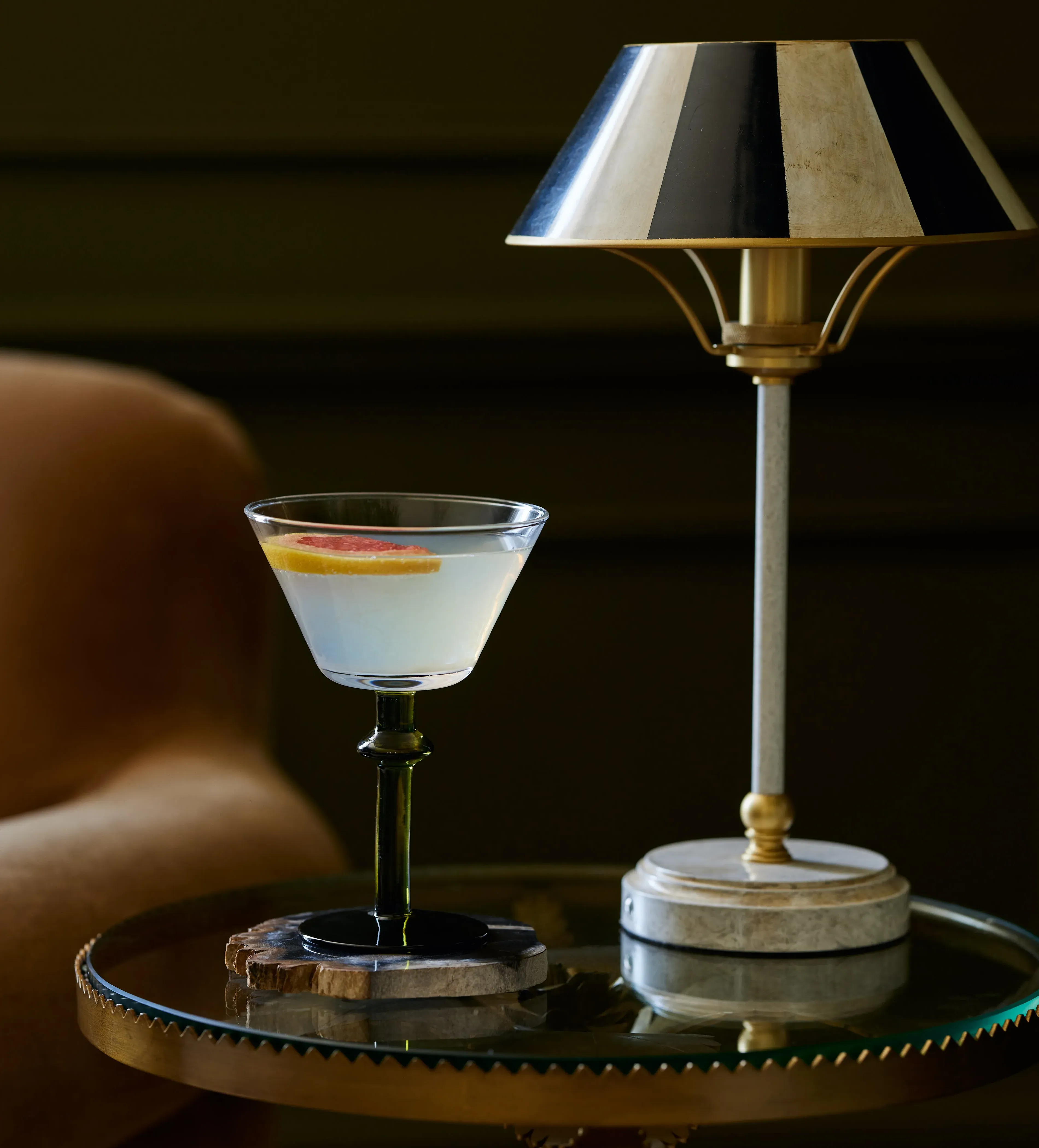 Pair Coupe Glasses - Green, Glass
