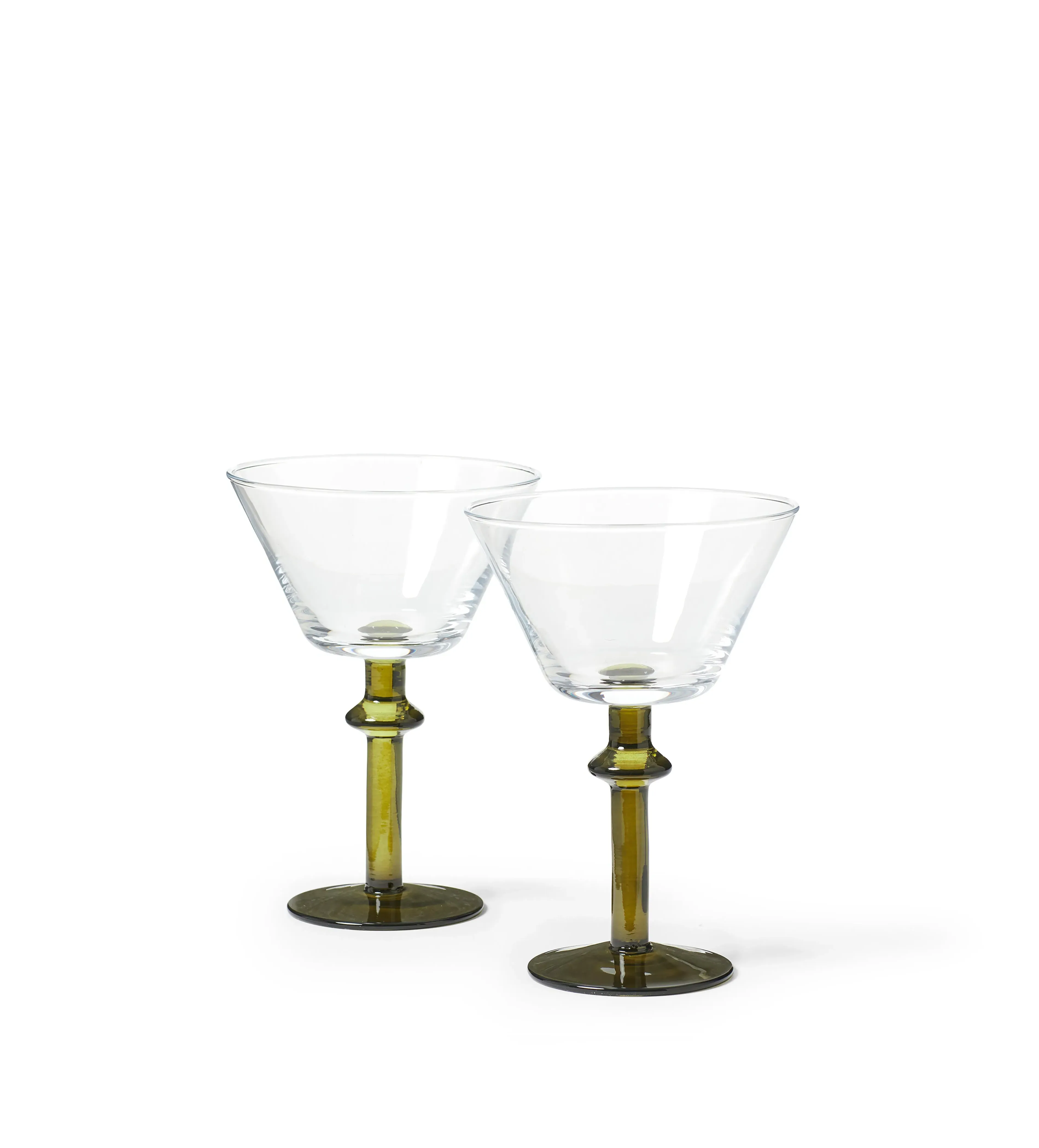 Pair Coupe Glasses - Green, Glass image