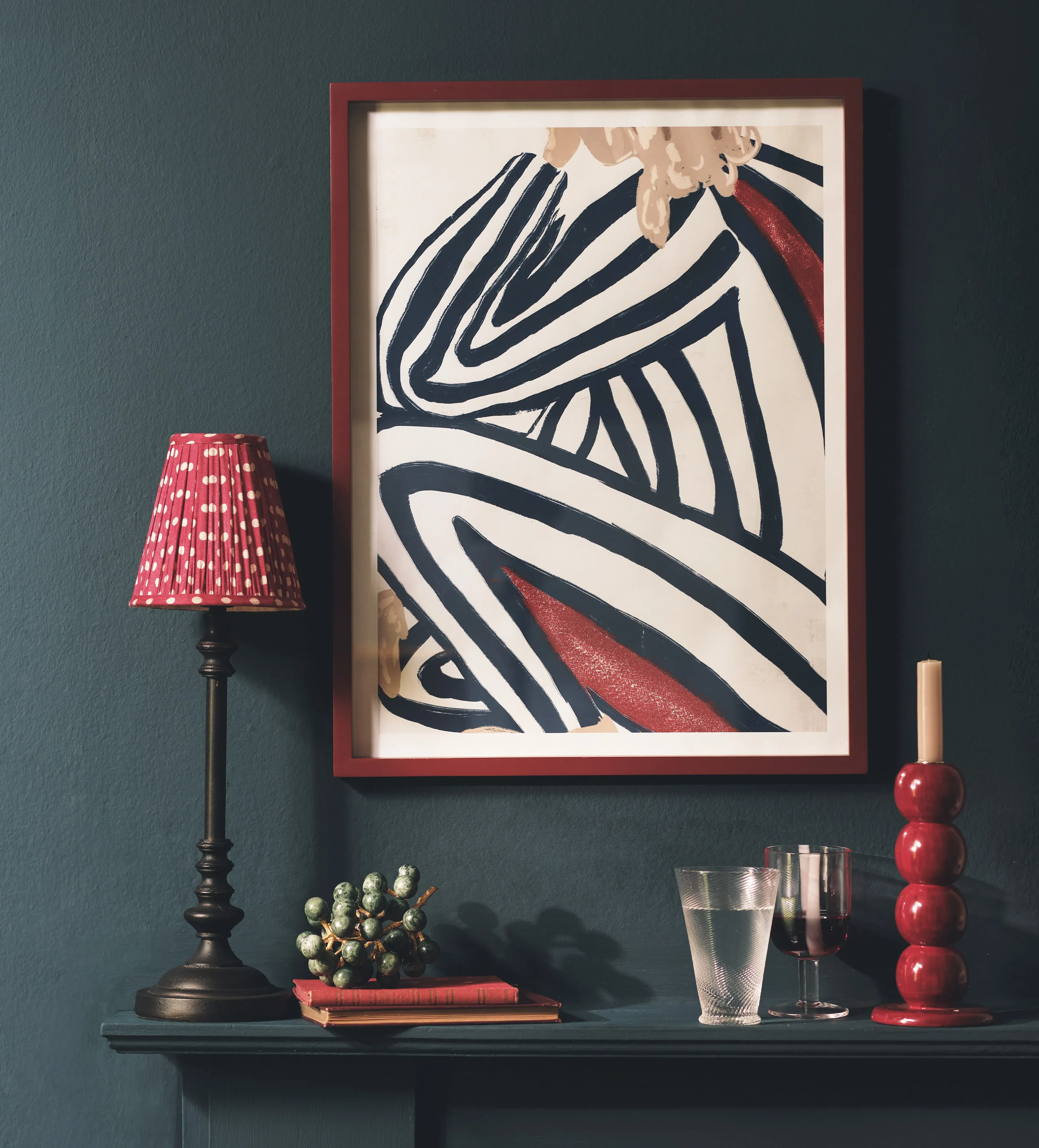 Pair Framed Prints Abstract Design - Blue/Rust