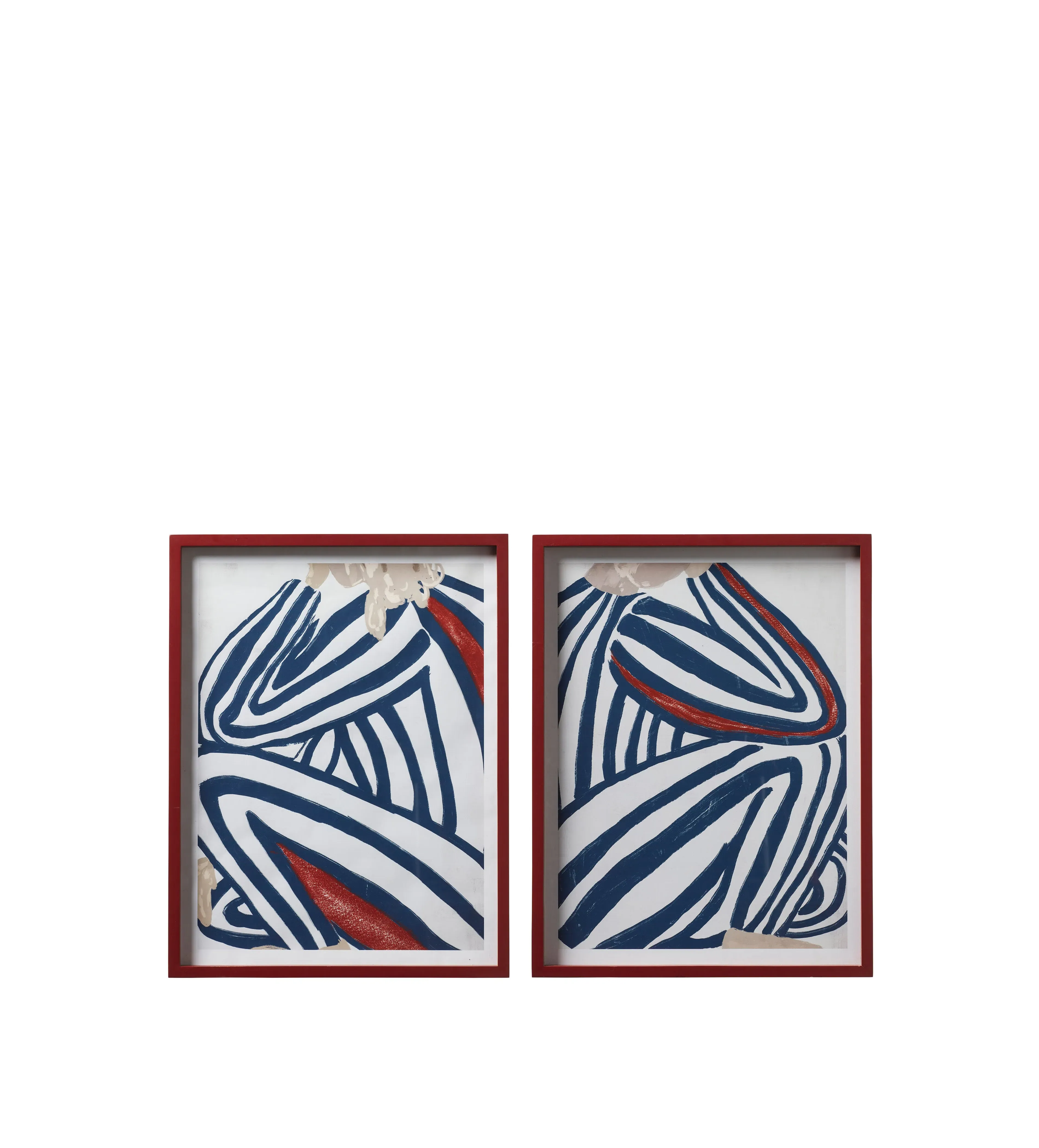 Pair Framed Prints Abstract Design - Blue/Rust image