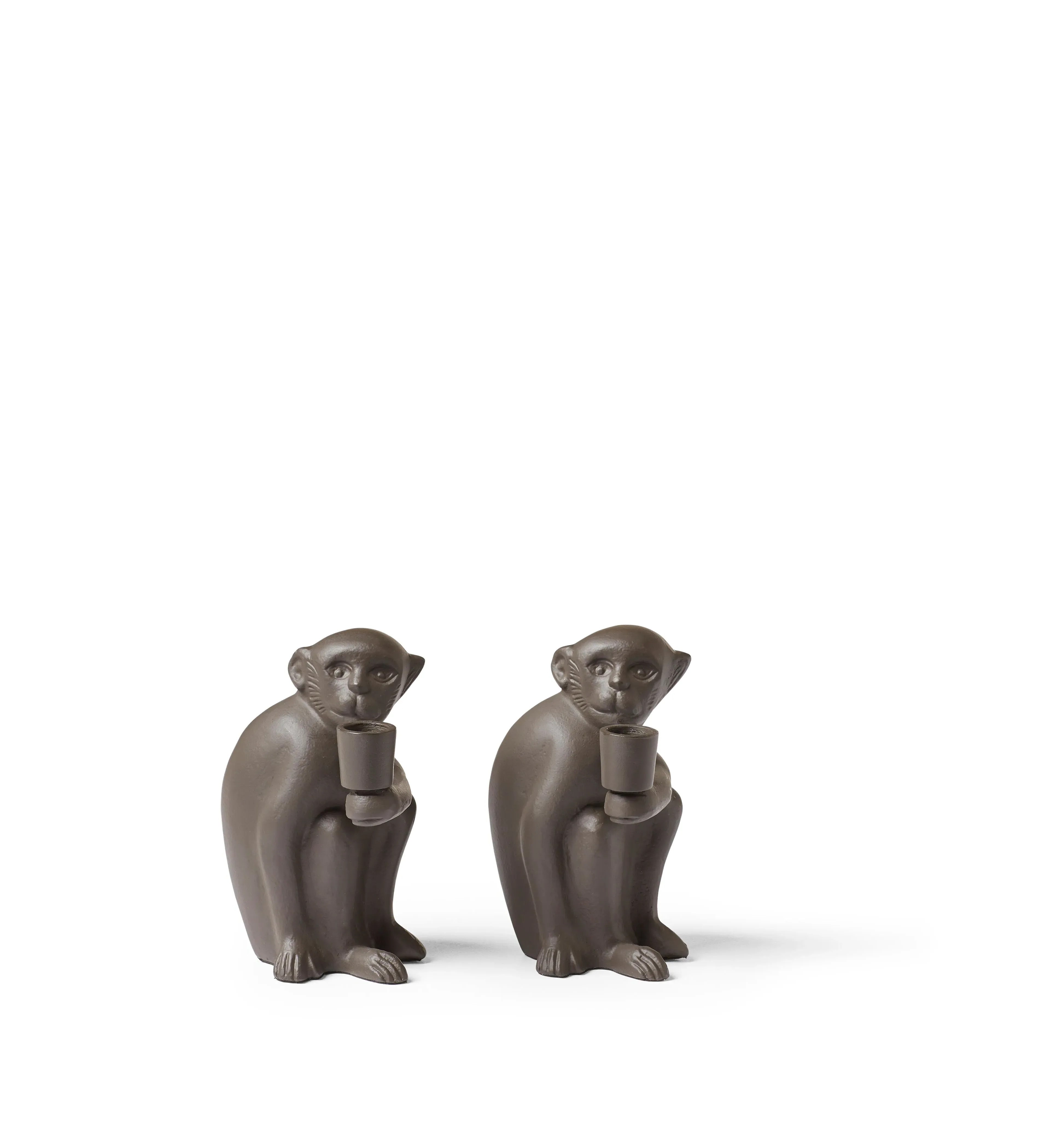 Pair of Candle Holders - Antique Brown