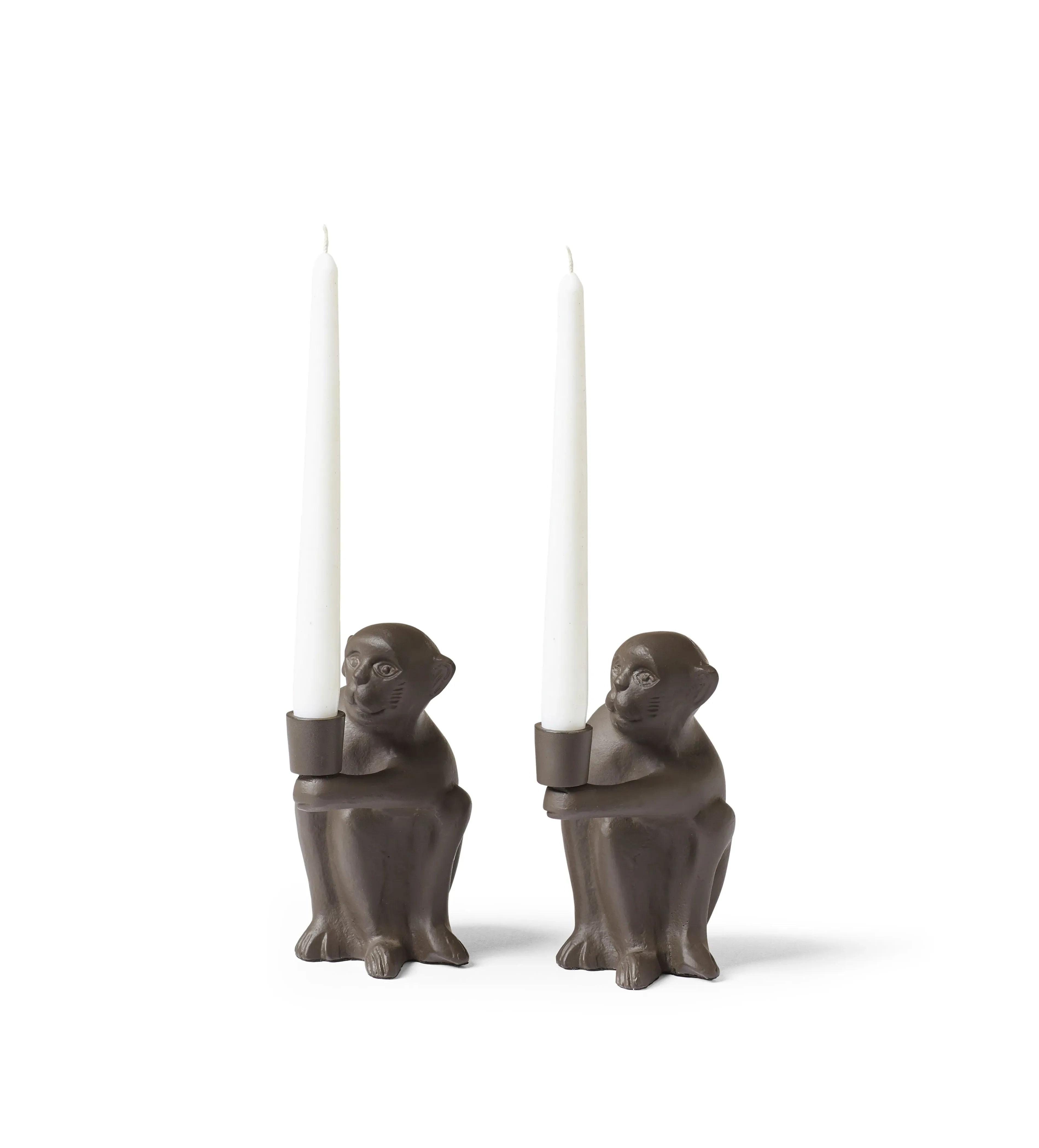 Pair of Candle Holders - Antique Brown image