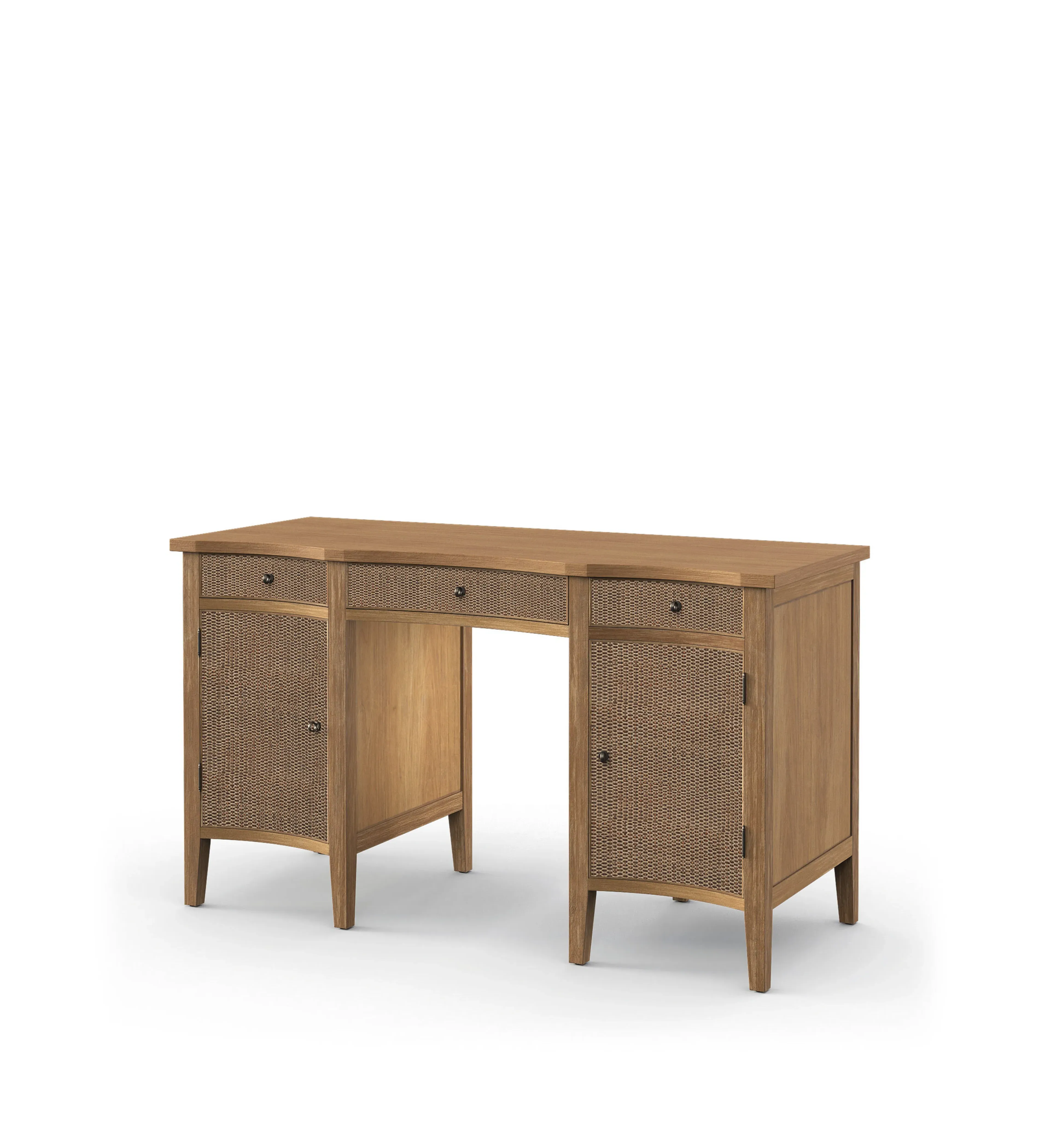 Partners Desk with Rattan Detail - Natural image