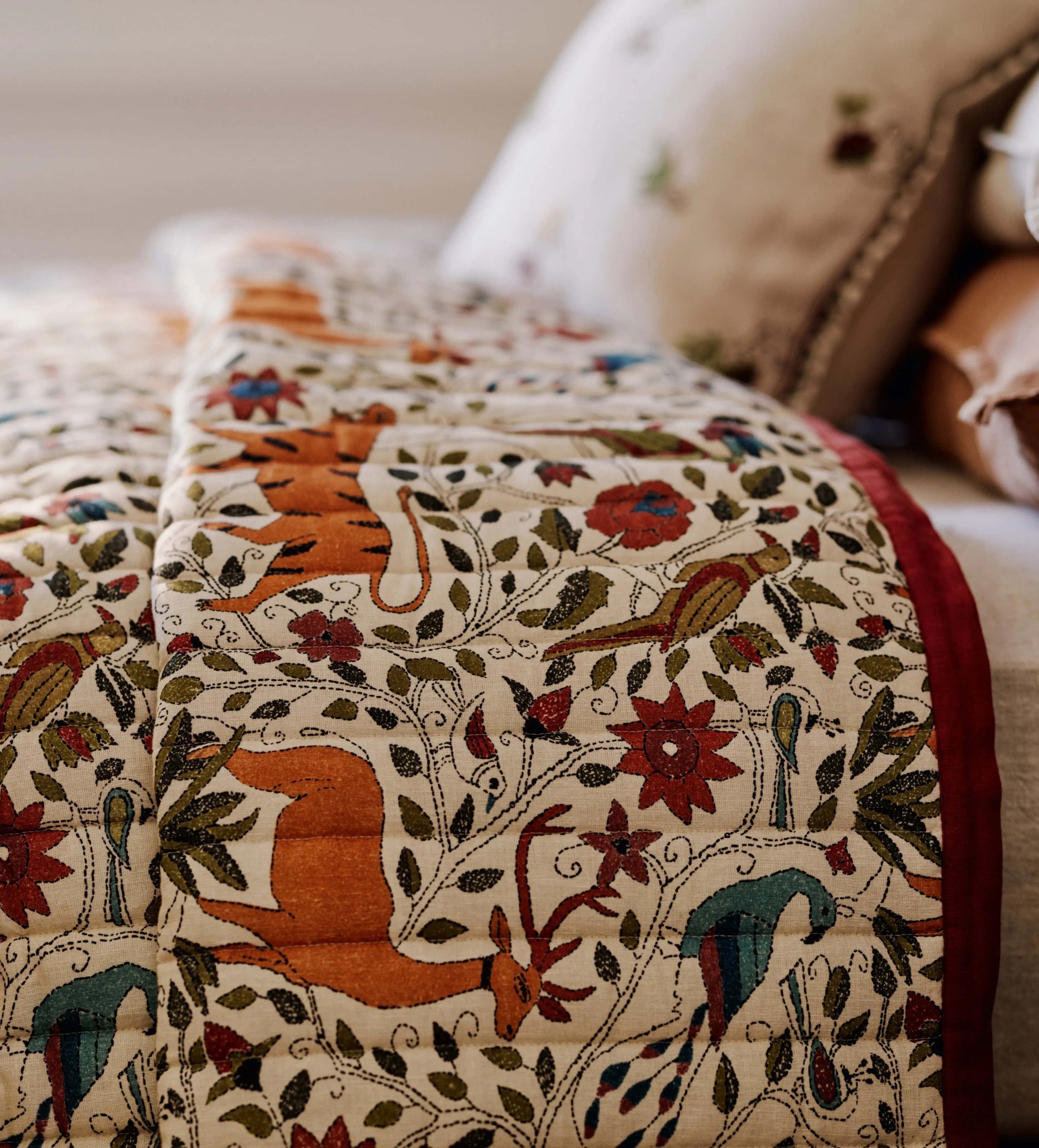 Quilted Throw with Animal Pattern - Multi