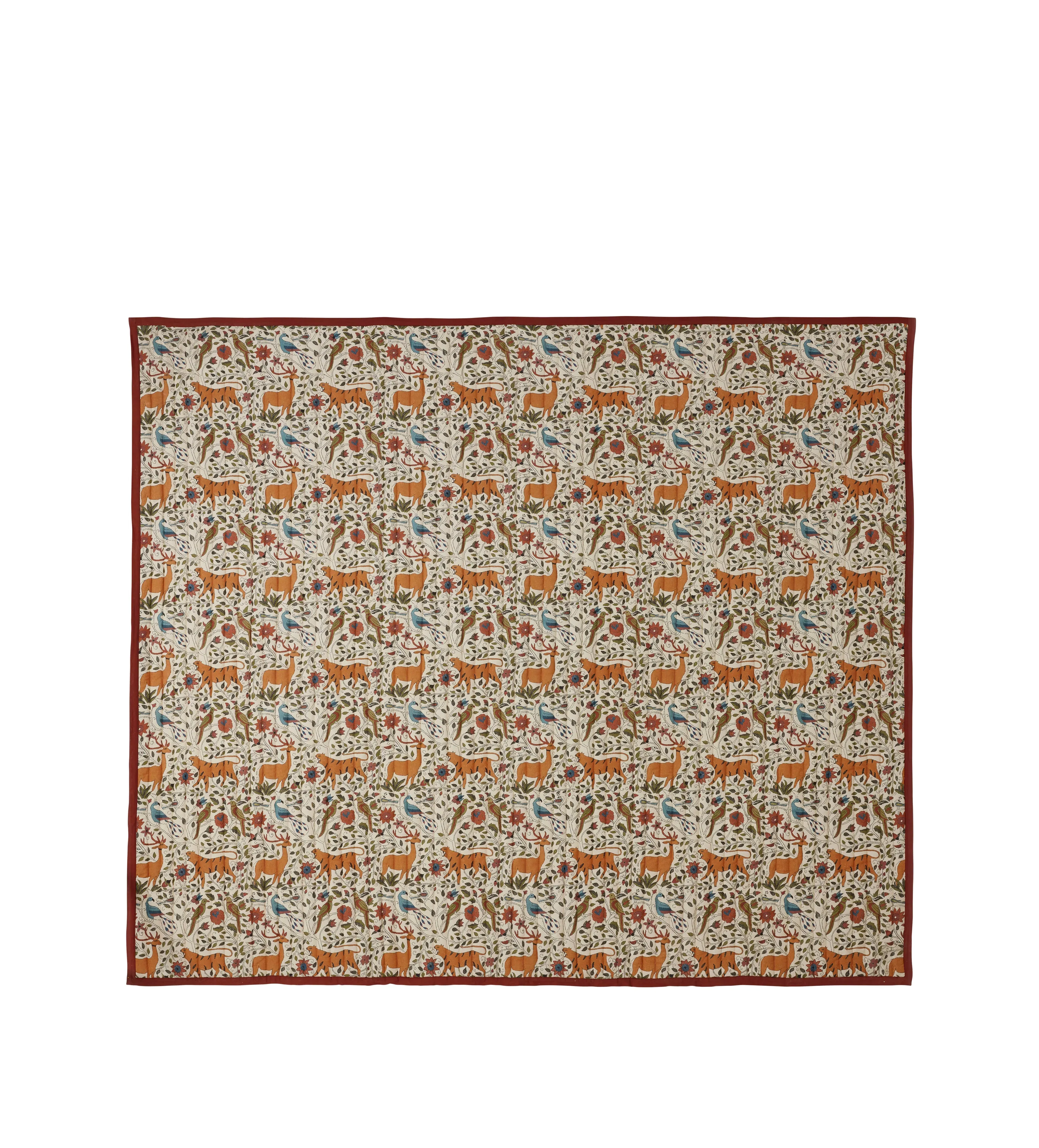 Quilted Throw with Animal Pattern - Multi