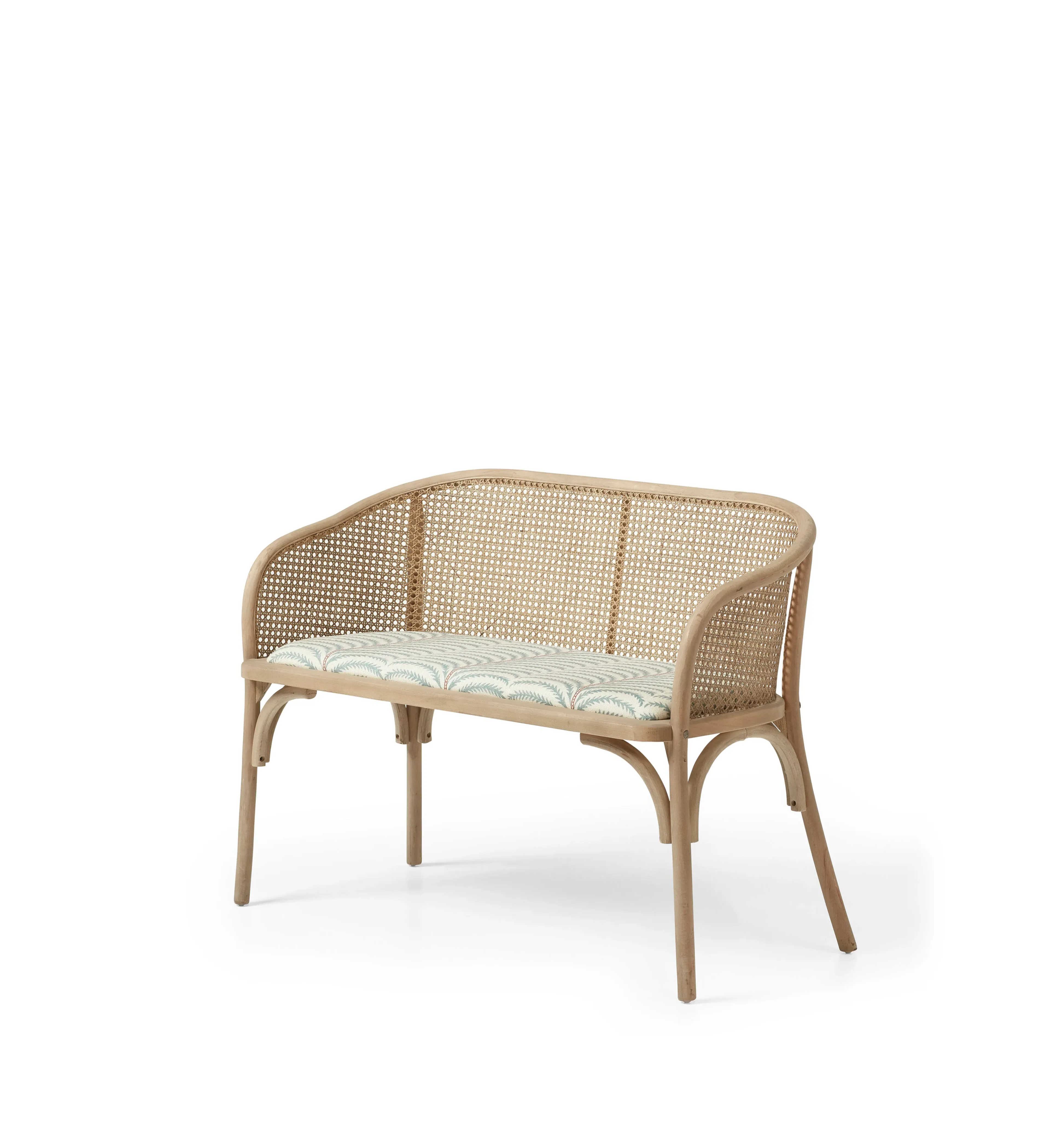 Rattan Bench with Upholstery - Seafoam