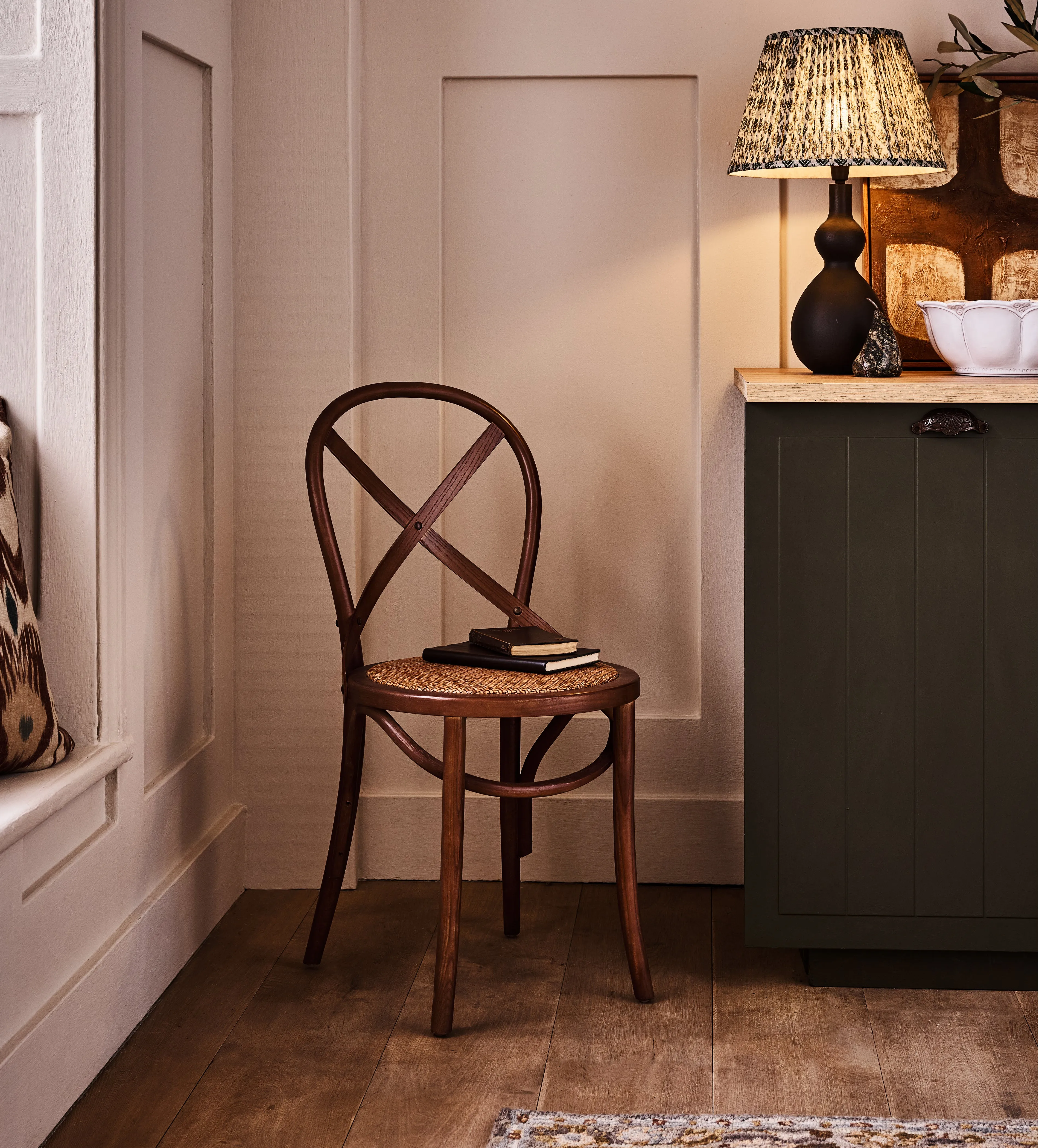 Rattan Dining Chair - Burnt Oak, Elm Wood