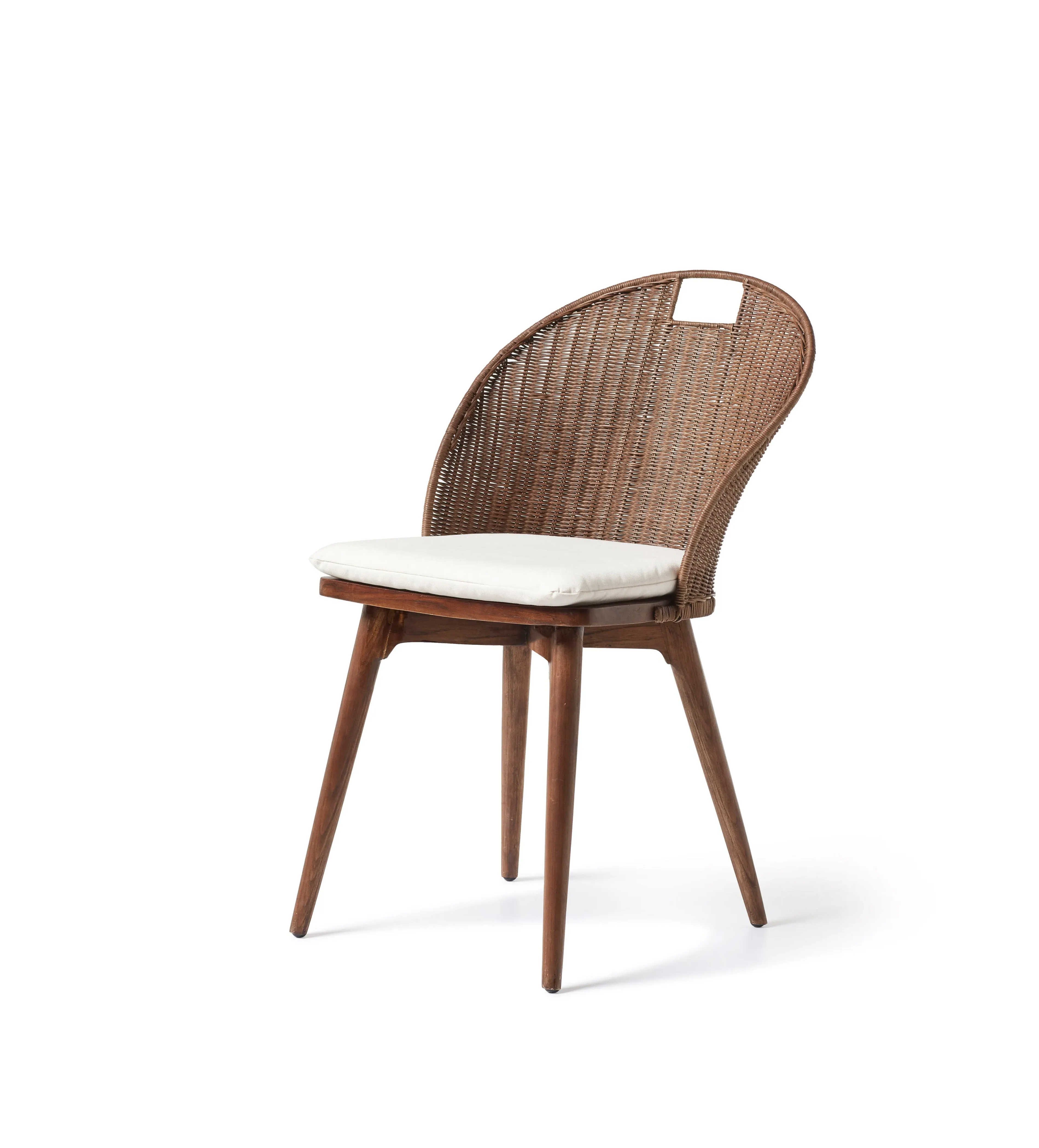Rattan Dining Chair with Cushion - Chestnut, Wood image