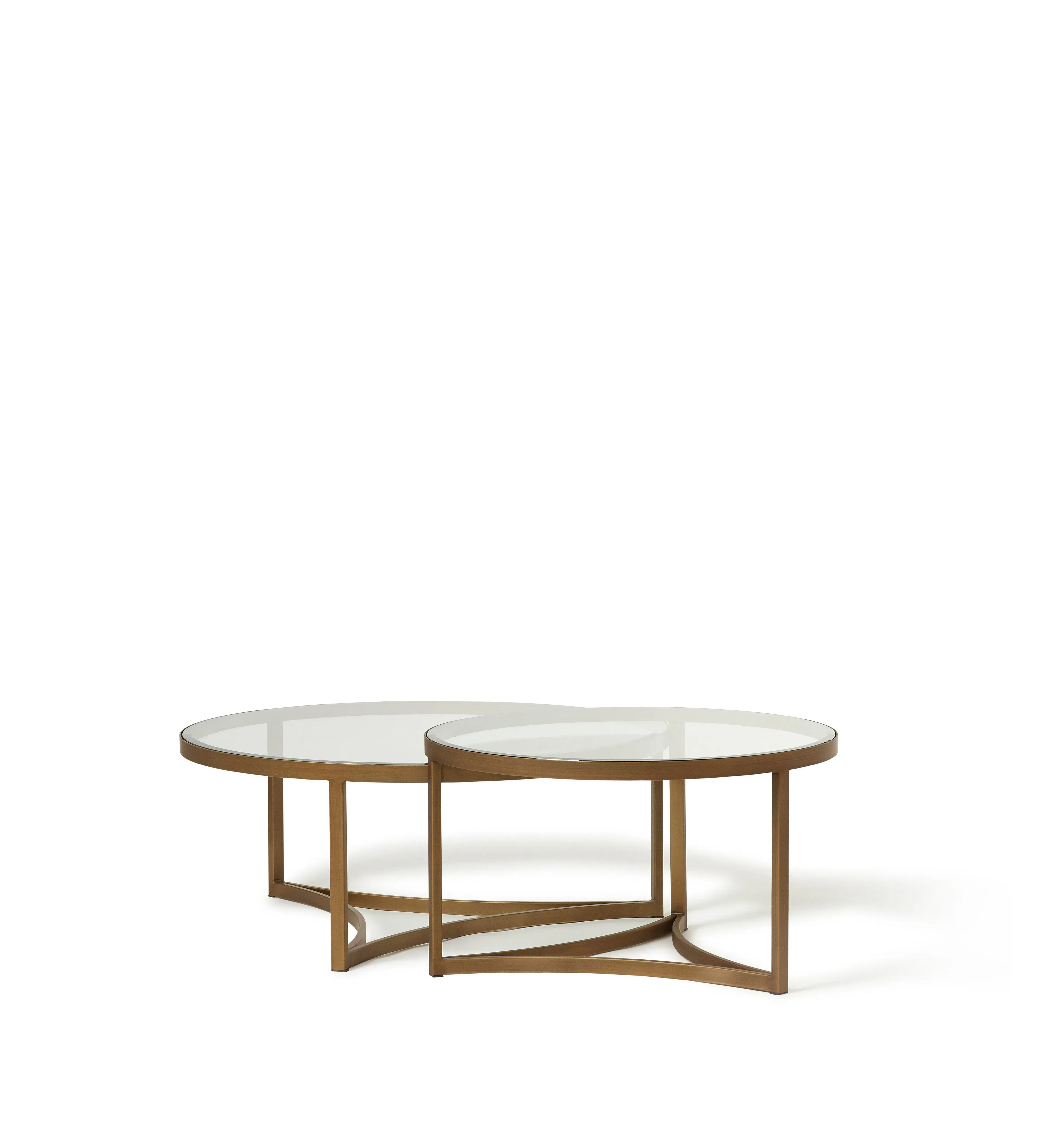 Round Coffee Table Set - Bronze, Glass
