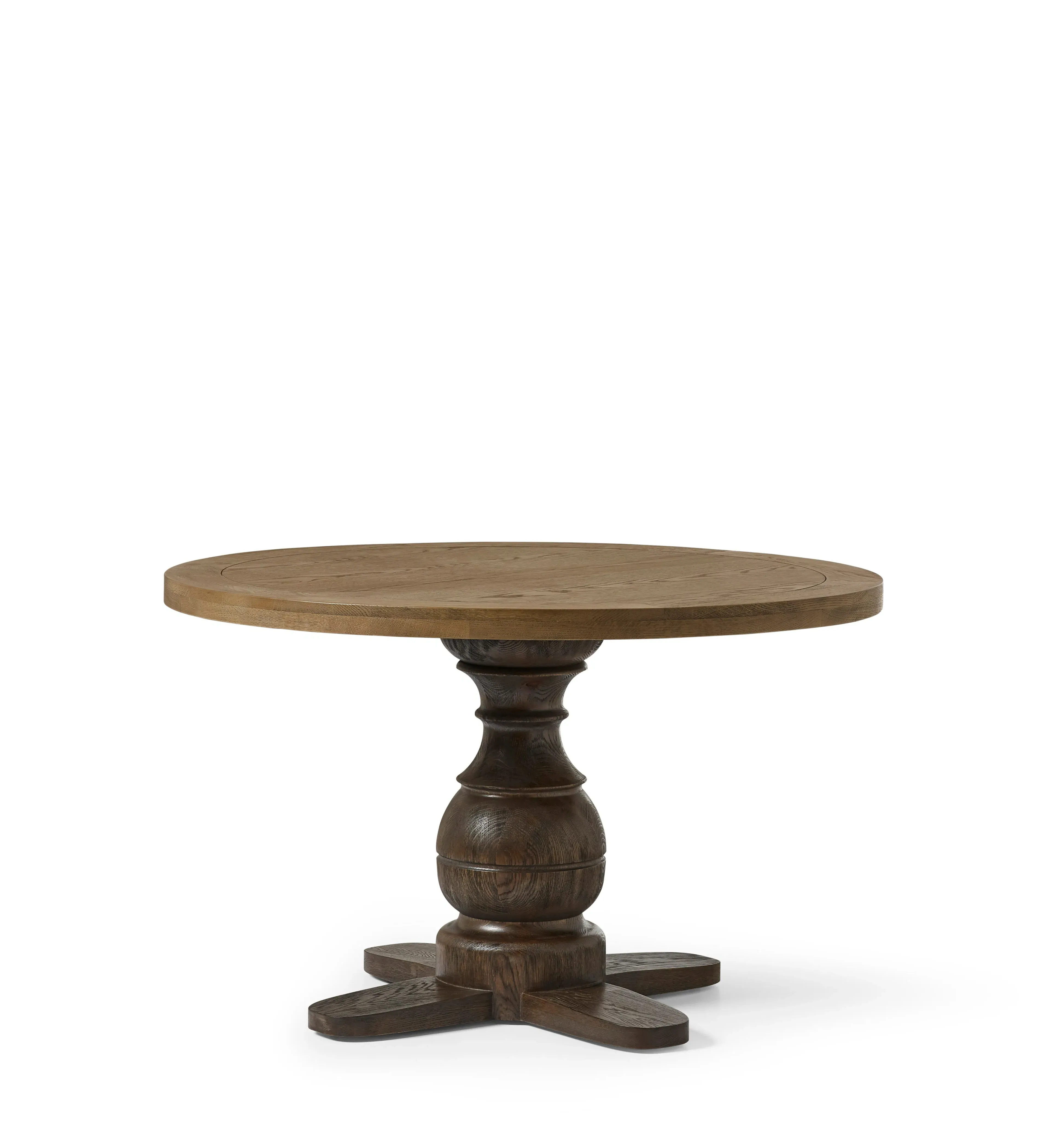 Round Dining Table - Weathered Oak, Solid Wood image