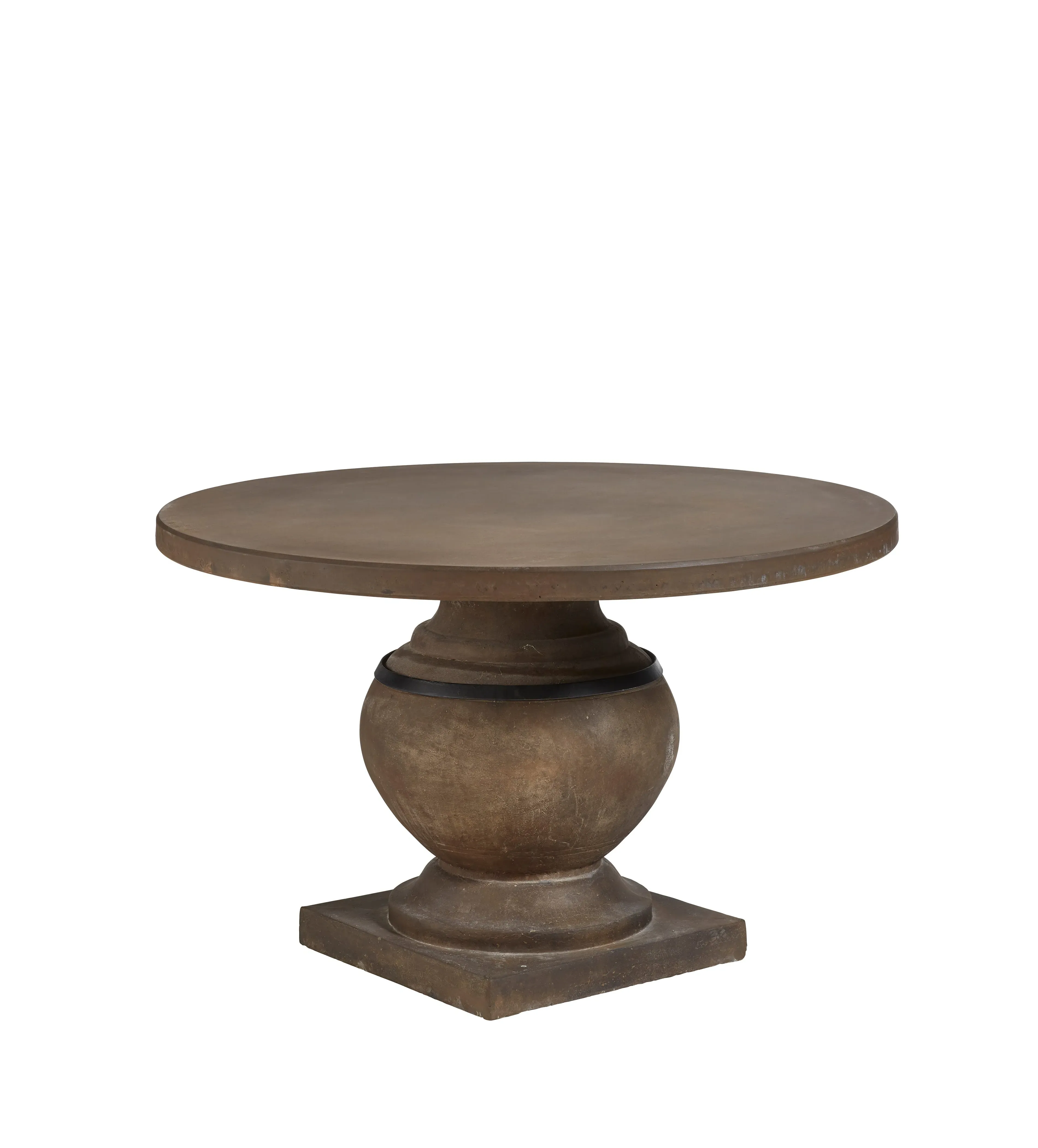 Round Dining Table with Pedestal Base - Brown