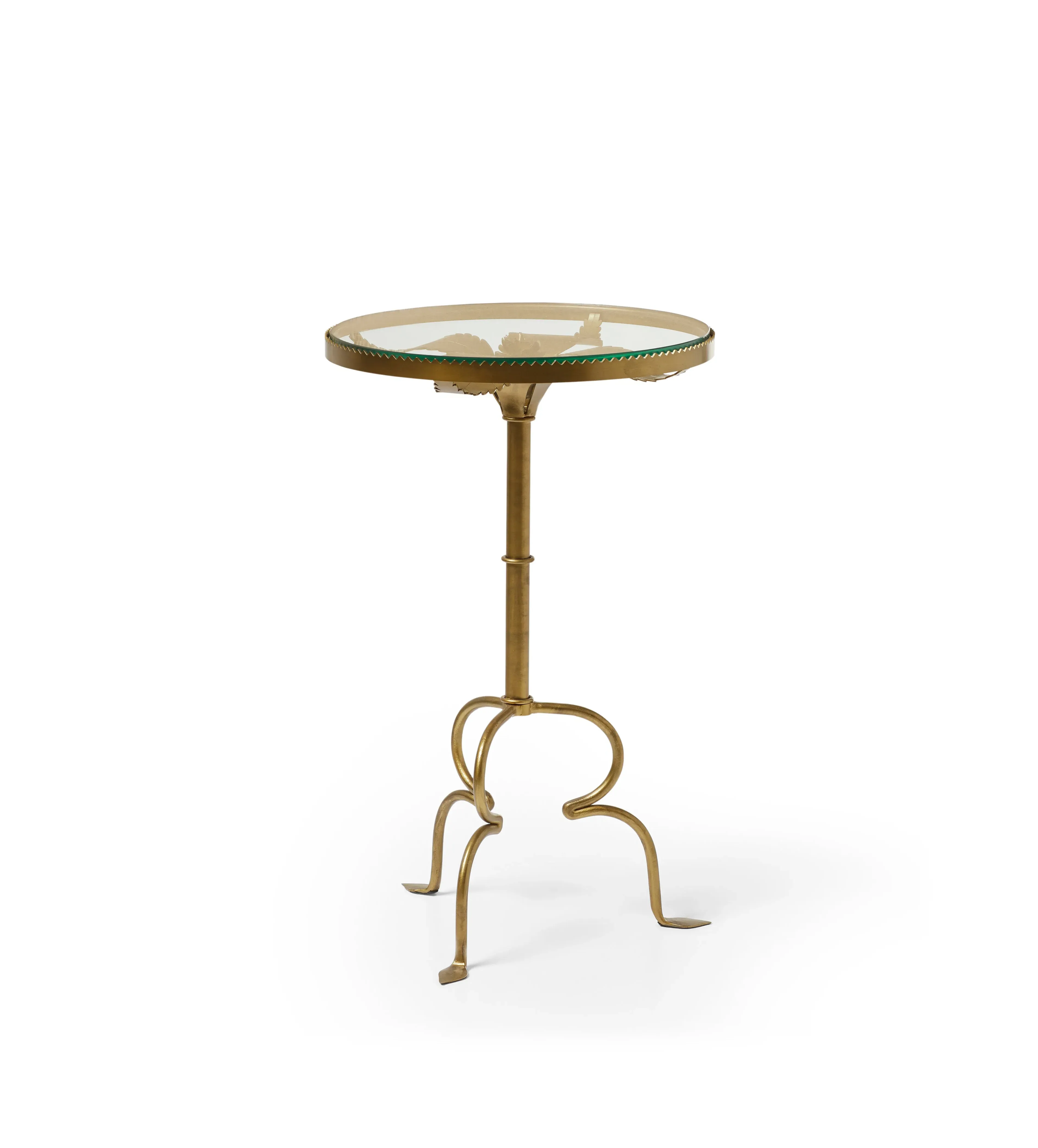 Round Side Table with Glass Top - Gold, Metal image