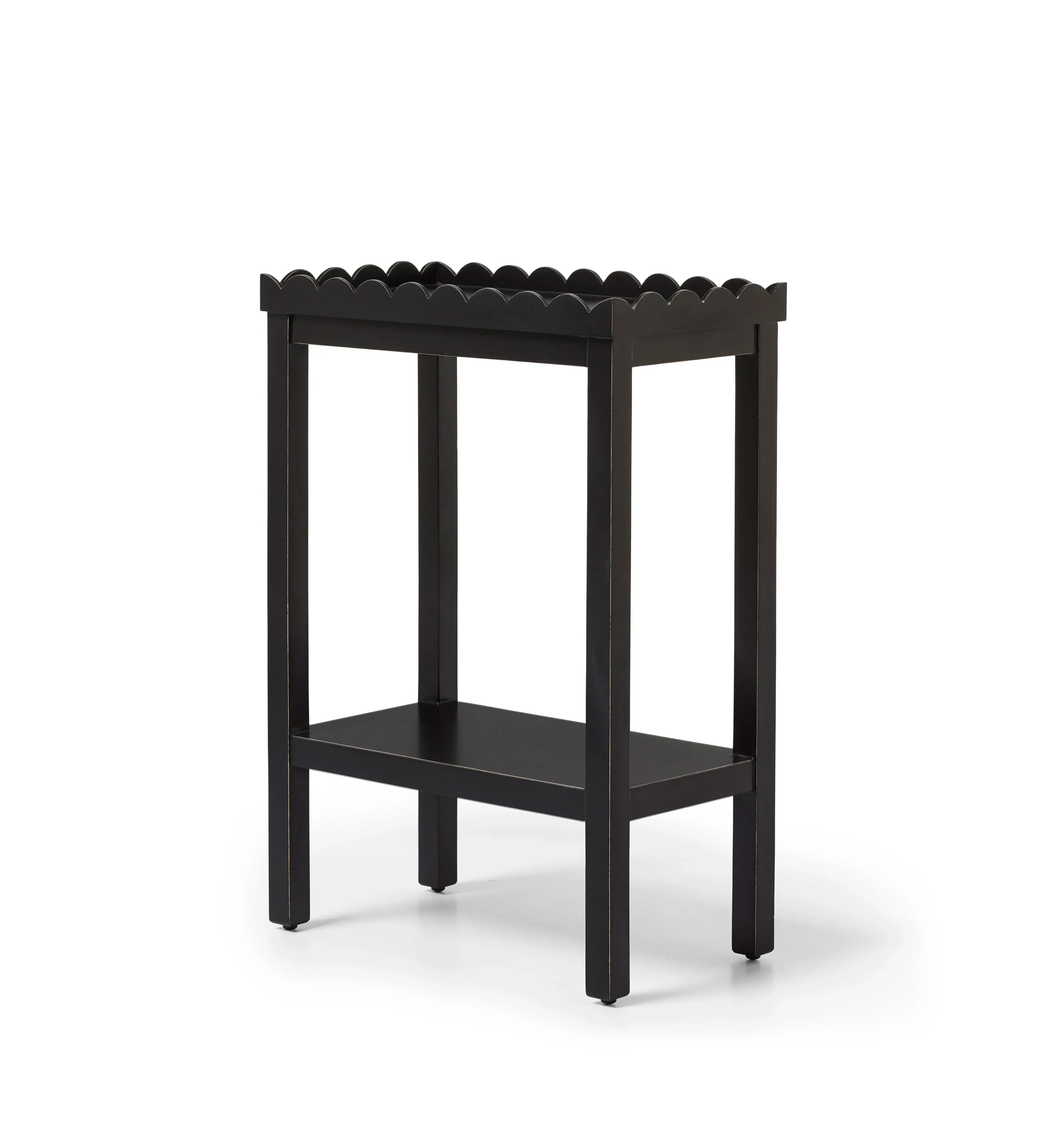 Round Side Table with Scalloped Edge - Black image